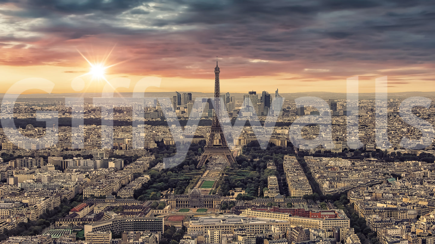 A calming serene sky wallpaper mural that defines a space.