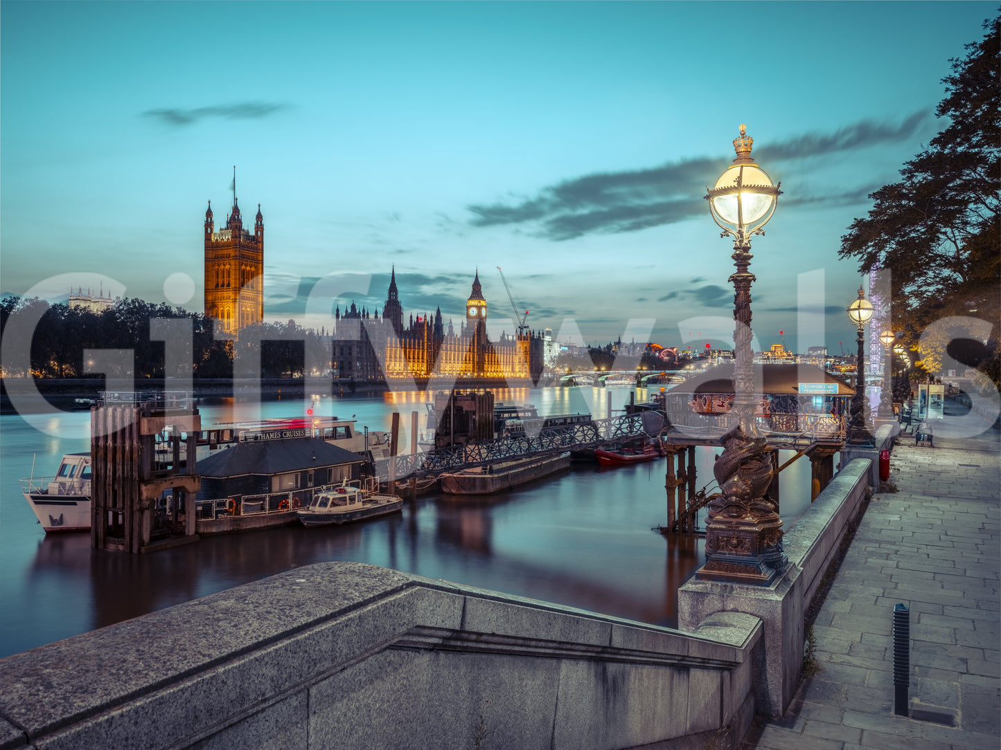 Fresque murale Étreinte du crépuscule sur la Tamise