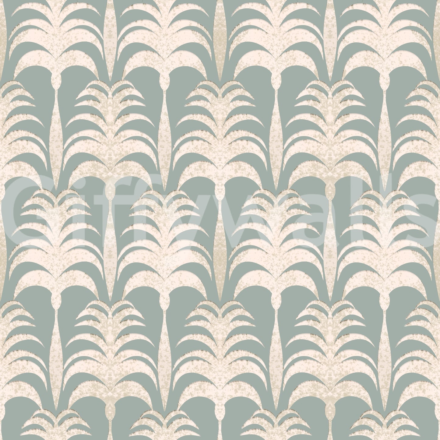 A calming tropical design wallpaper mural that defines a space.