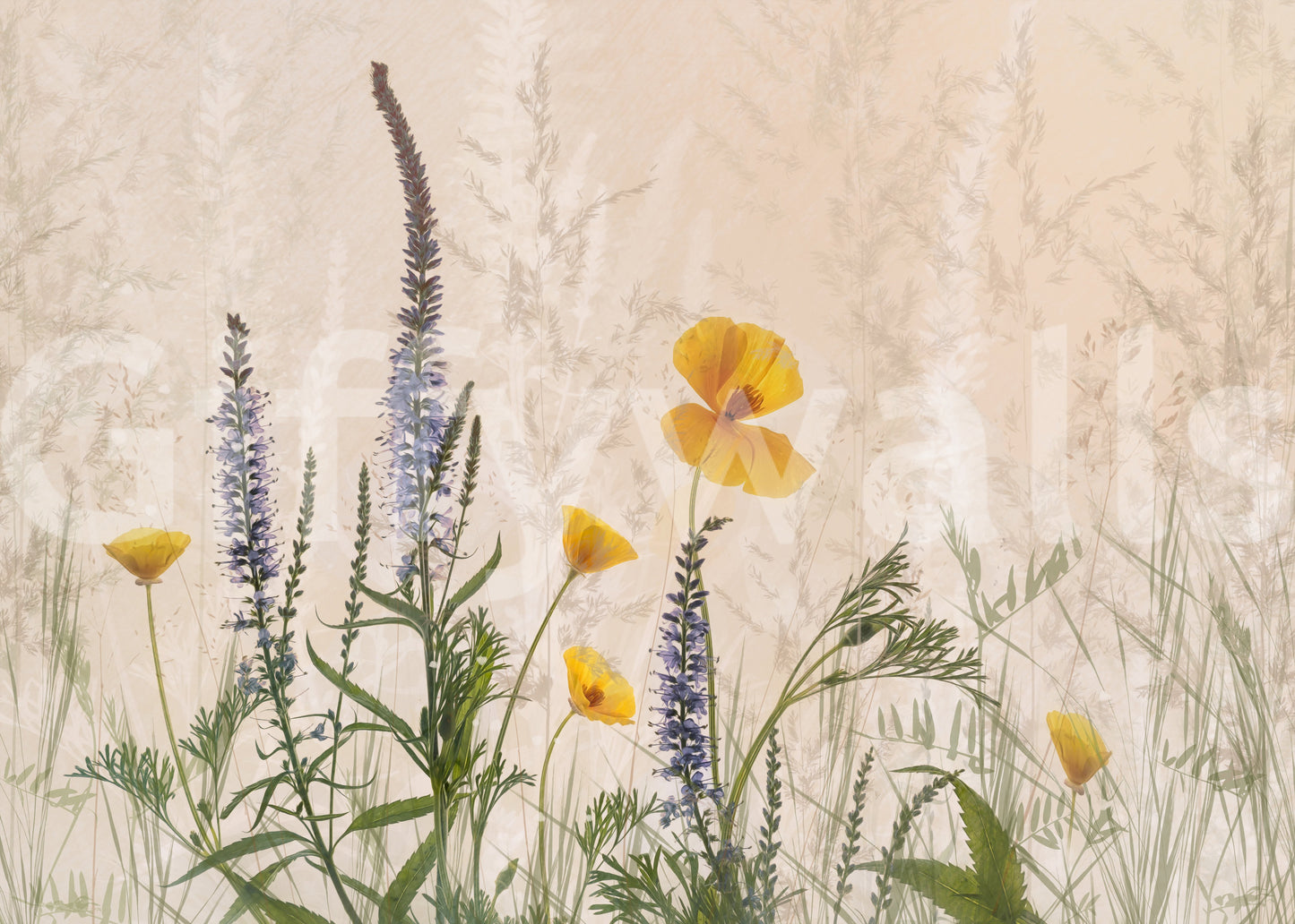 A high-quality serene flower wall mural for walls.