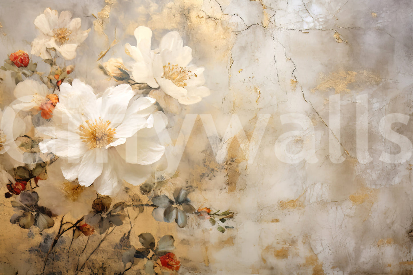 A high-quality serene flower wall mural for walls.