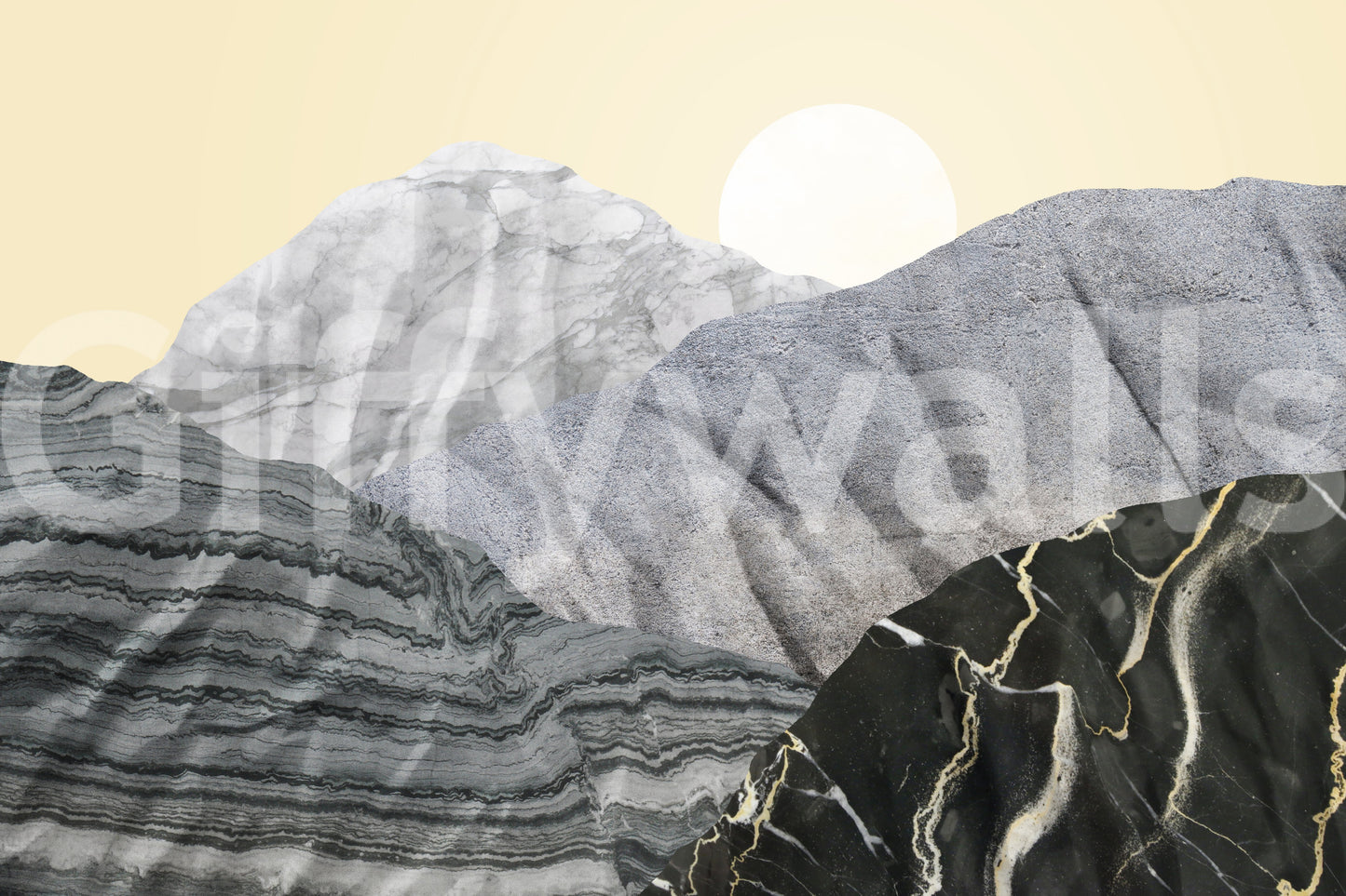 Stony Peaks: Marble Sun Wall Mural -2583867