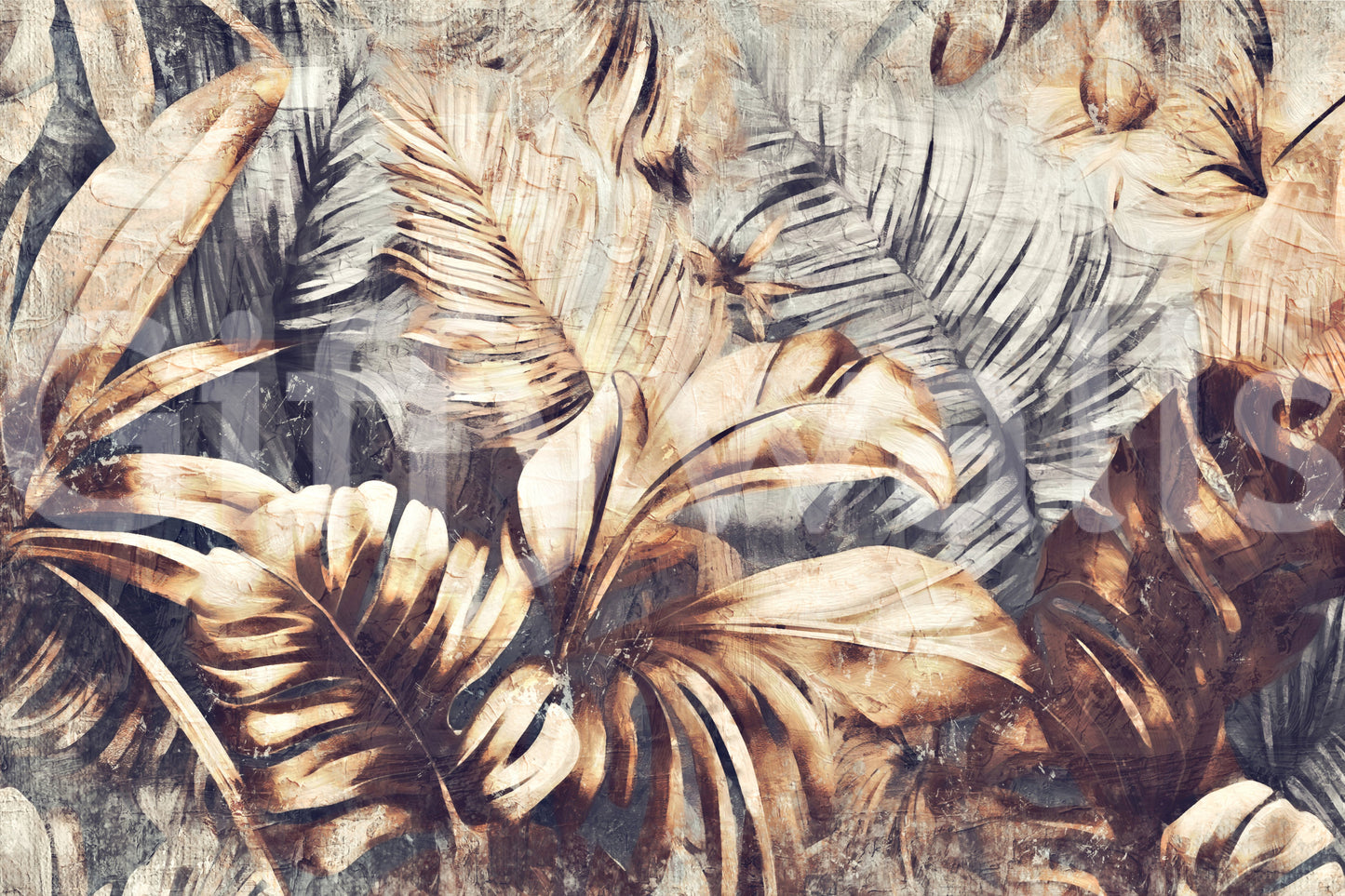 Golden Palm Texture Wall Mural -2530884