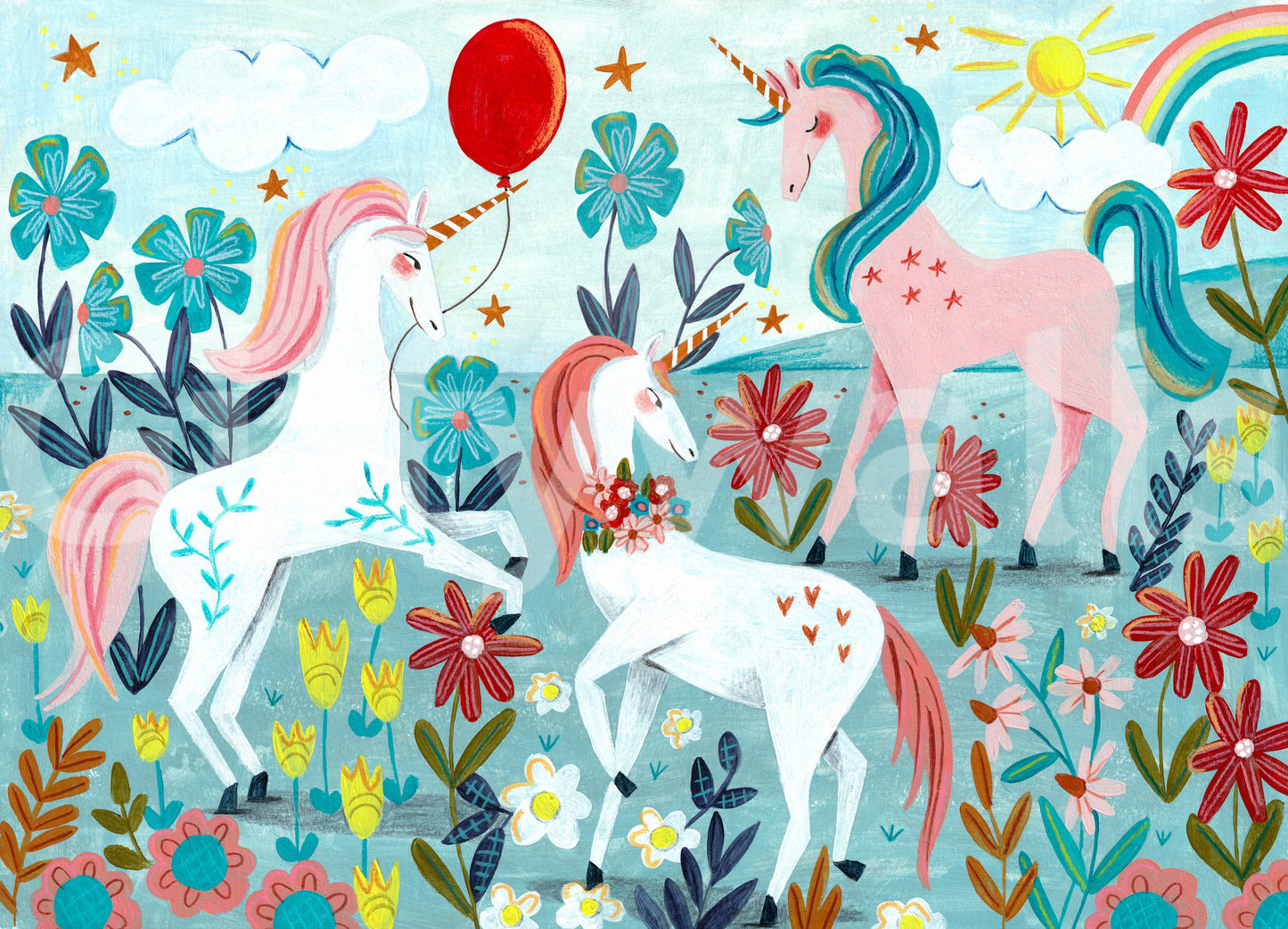 Floral Unicorn Magic Wall Mural -2664483