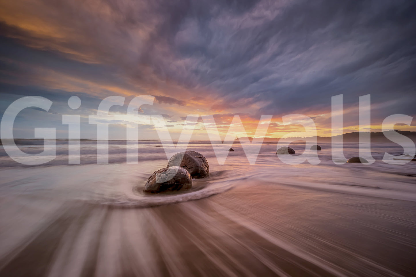 Coastal Stones at Dusk Wall Mural -2313117