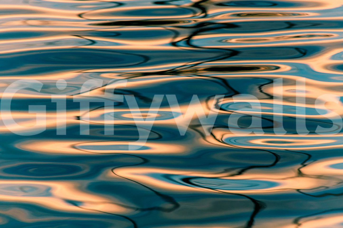 Liquid Gold: Azure Reflections Wall Mural -2218520