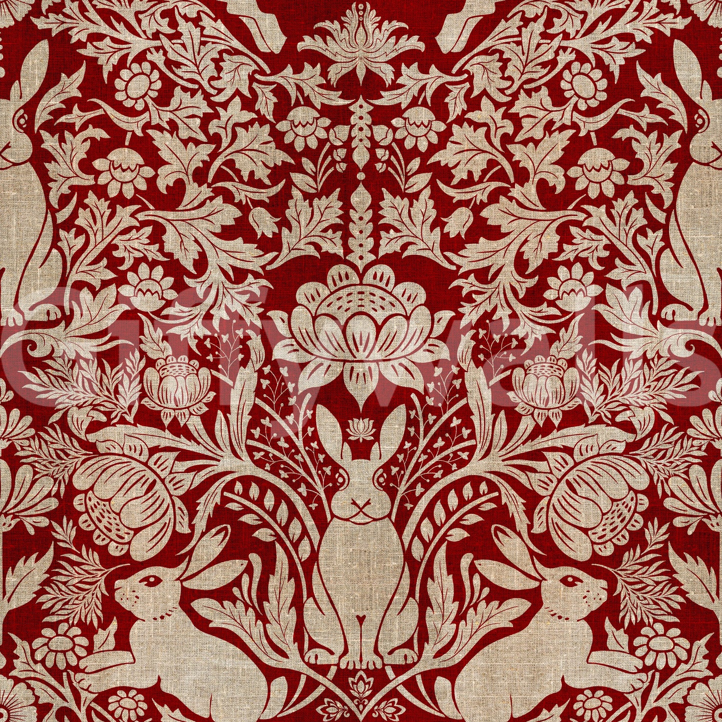 Scarlet Bloom & Bunny Wallpaper