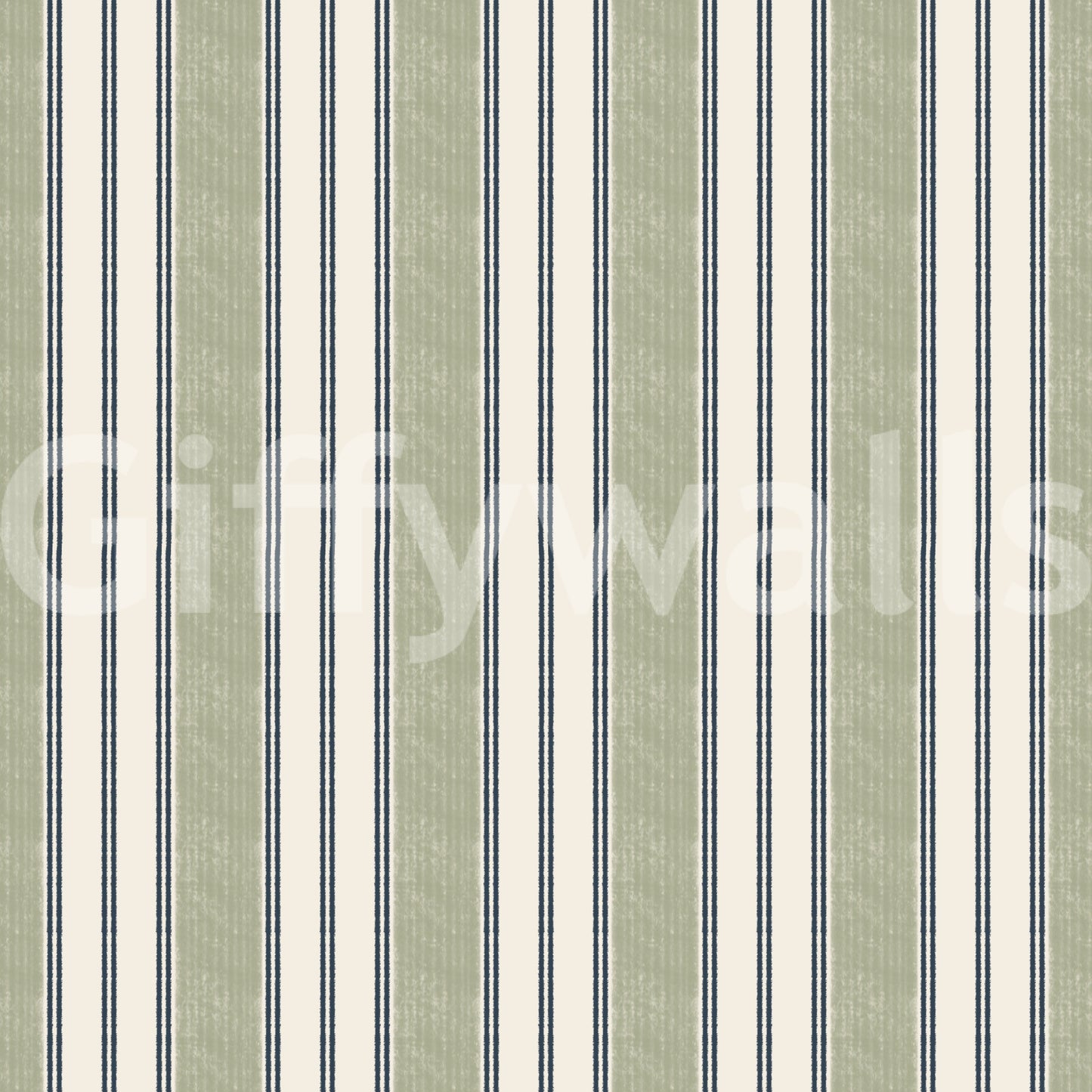 Preppy Grandmillenial ticking stripes-Green Wallpaper