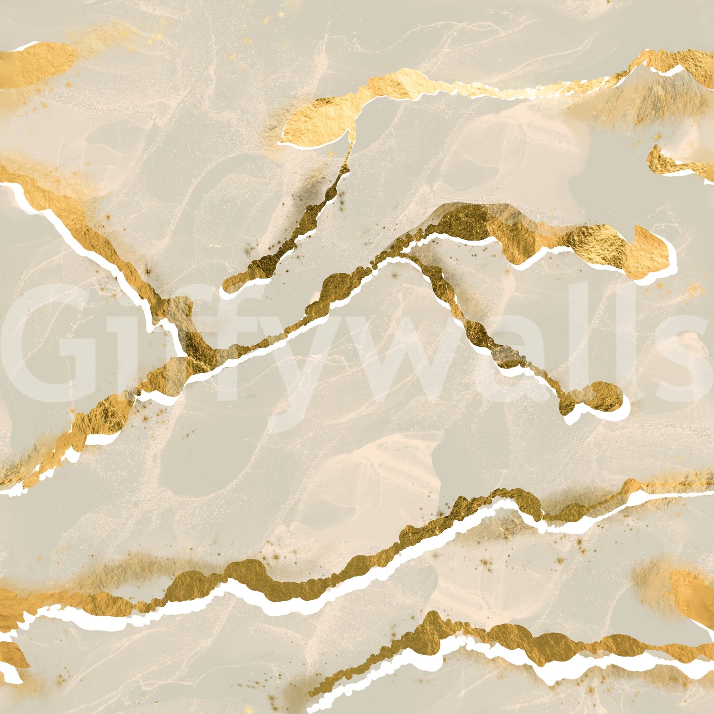 Golden Veins Ecru Sand Marble - Modern Luxe Abstract Wall Mural