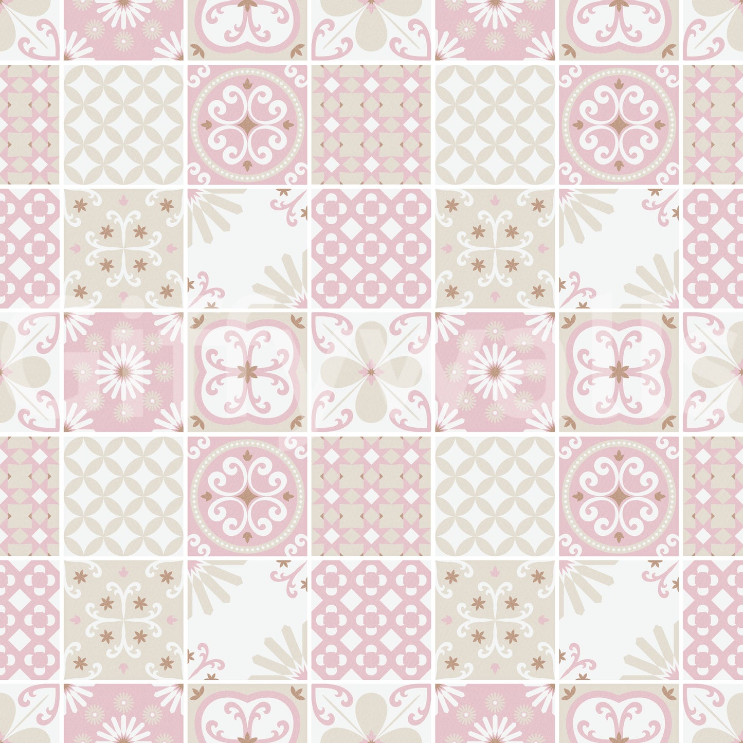 Vintage Folk Tiles – Blush Pink