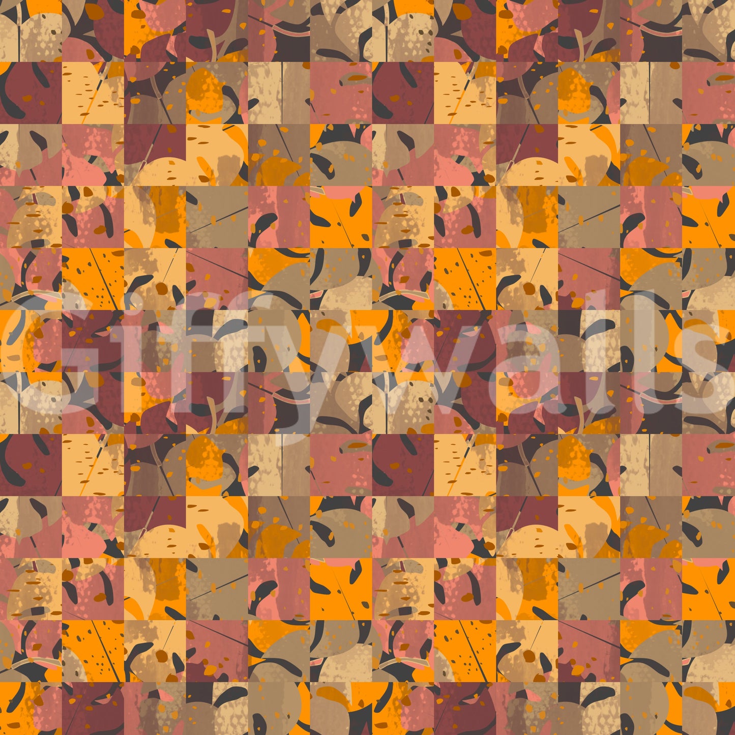 Textured painterly squares Abstract Patchwork premium wall mural modern style.