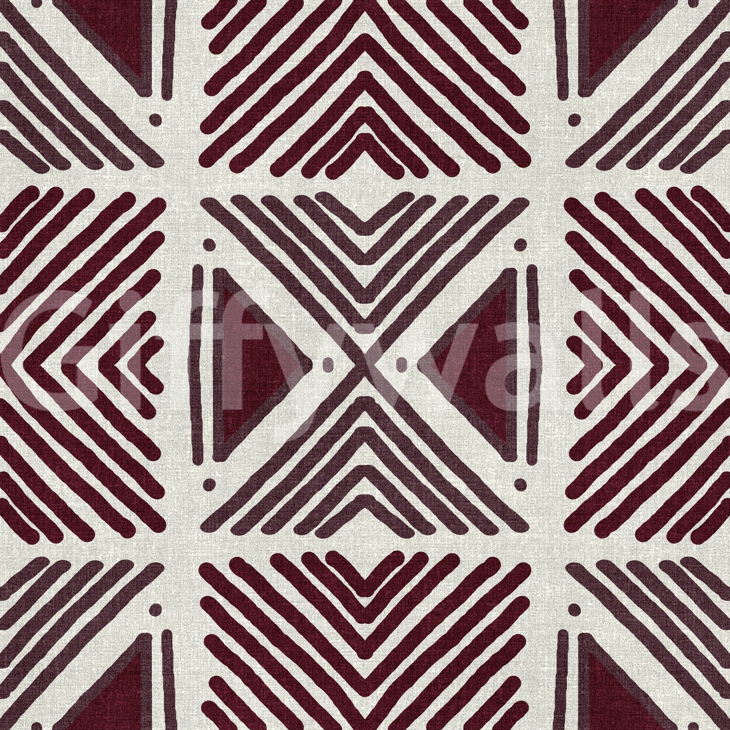Striking textile-look wall mural: Tribal Wine Motif featuring genuine, tactile fibers.