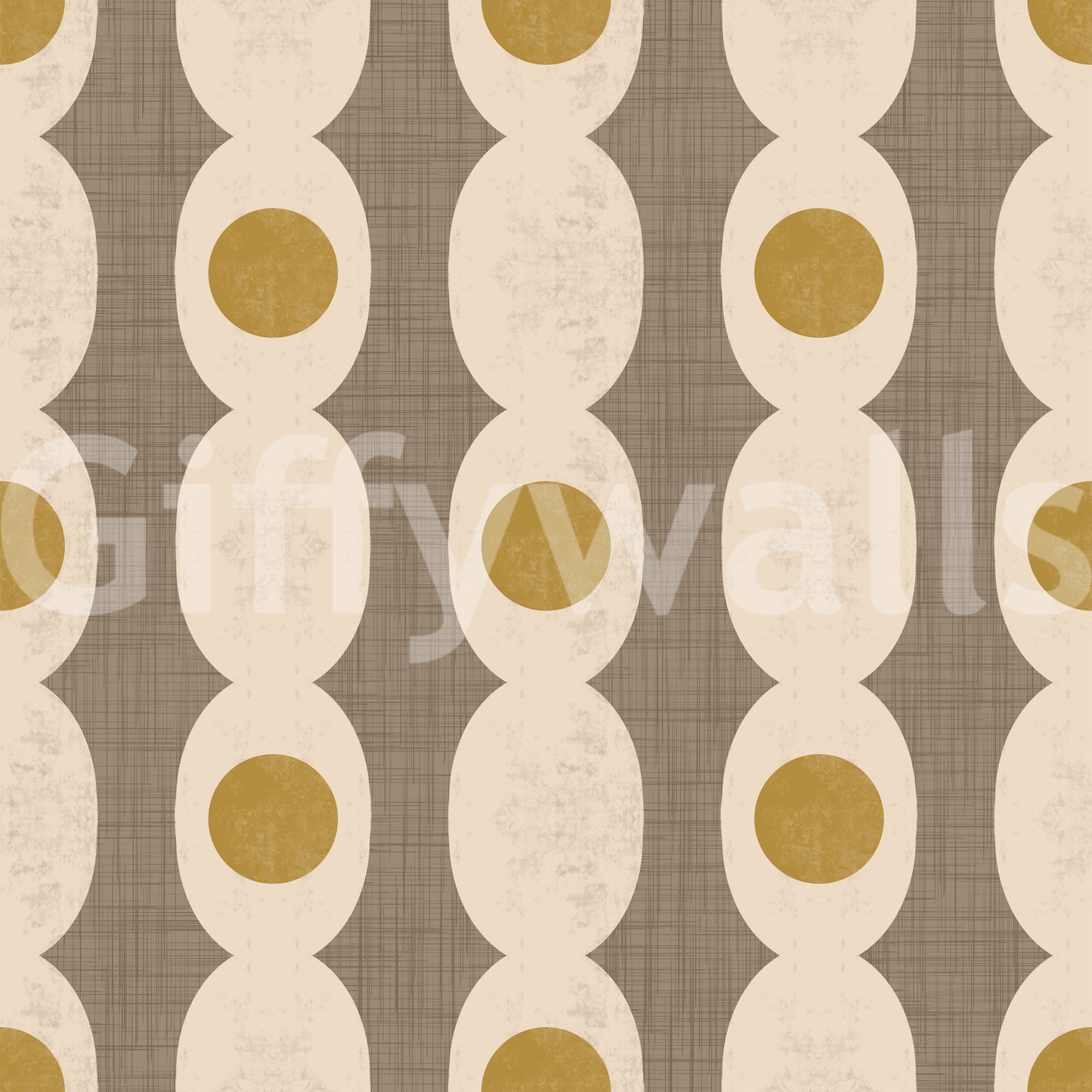 Atomic Age beige wallpaper featuring bold yet understated retro abstractions.