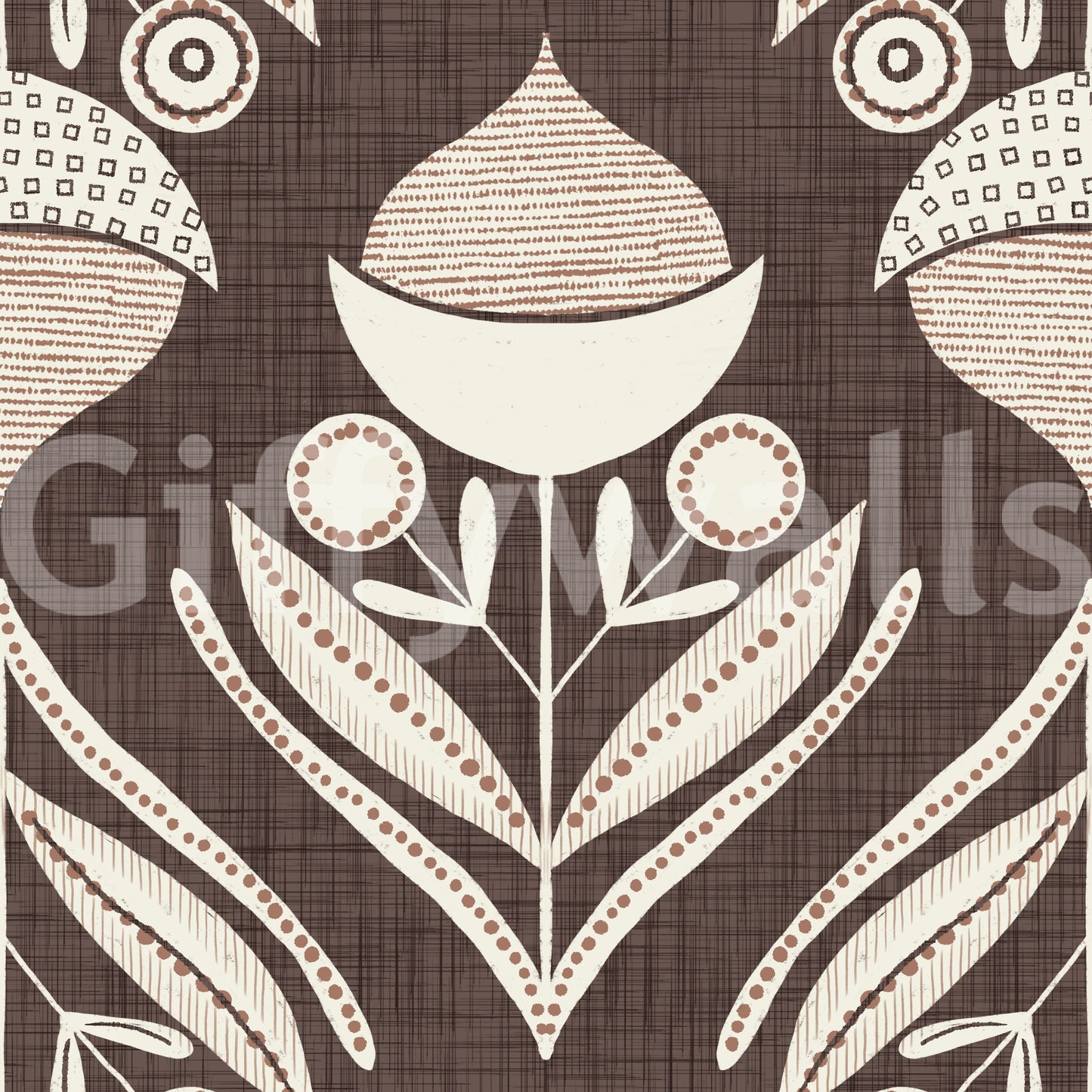 Earth Tone Floral wallpaper showcasing geometric-style flowers and soft organic shapes.