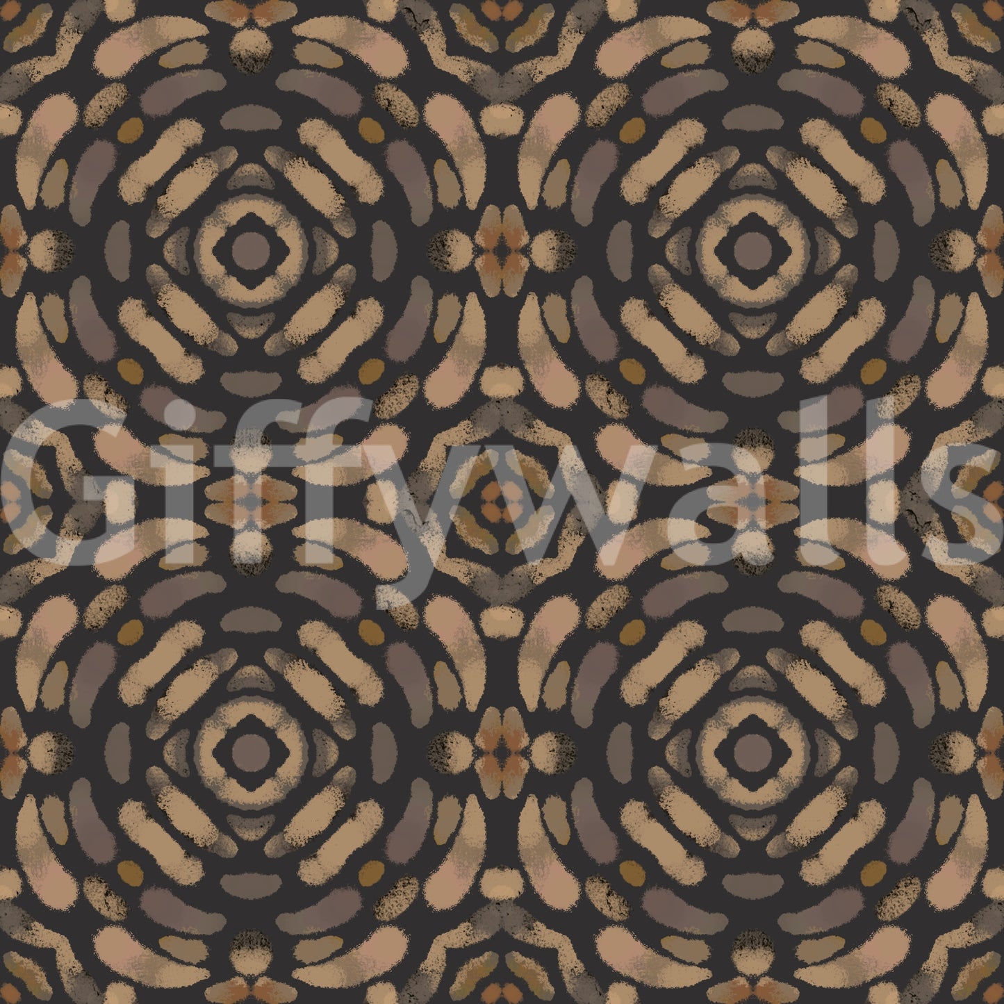 Layered geometric symmetry in natural hues of beige, tan, and warm browns.