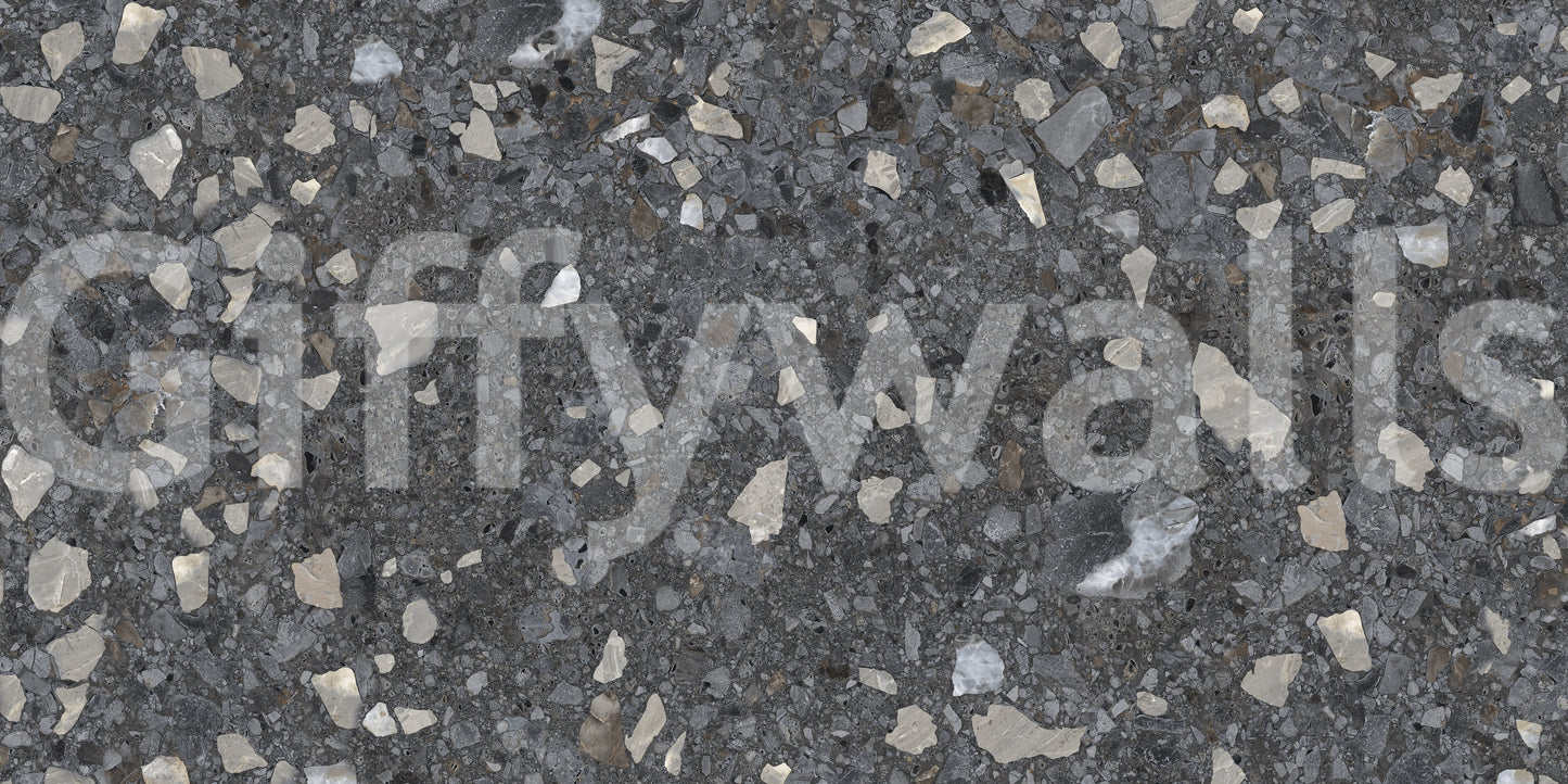 Dramatic Terrazzo wall mural. Coarse marble chip texture.