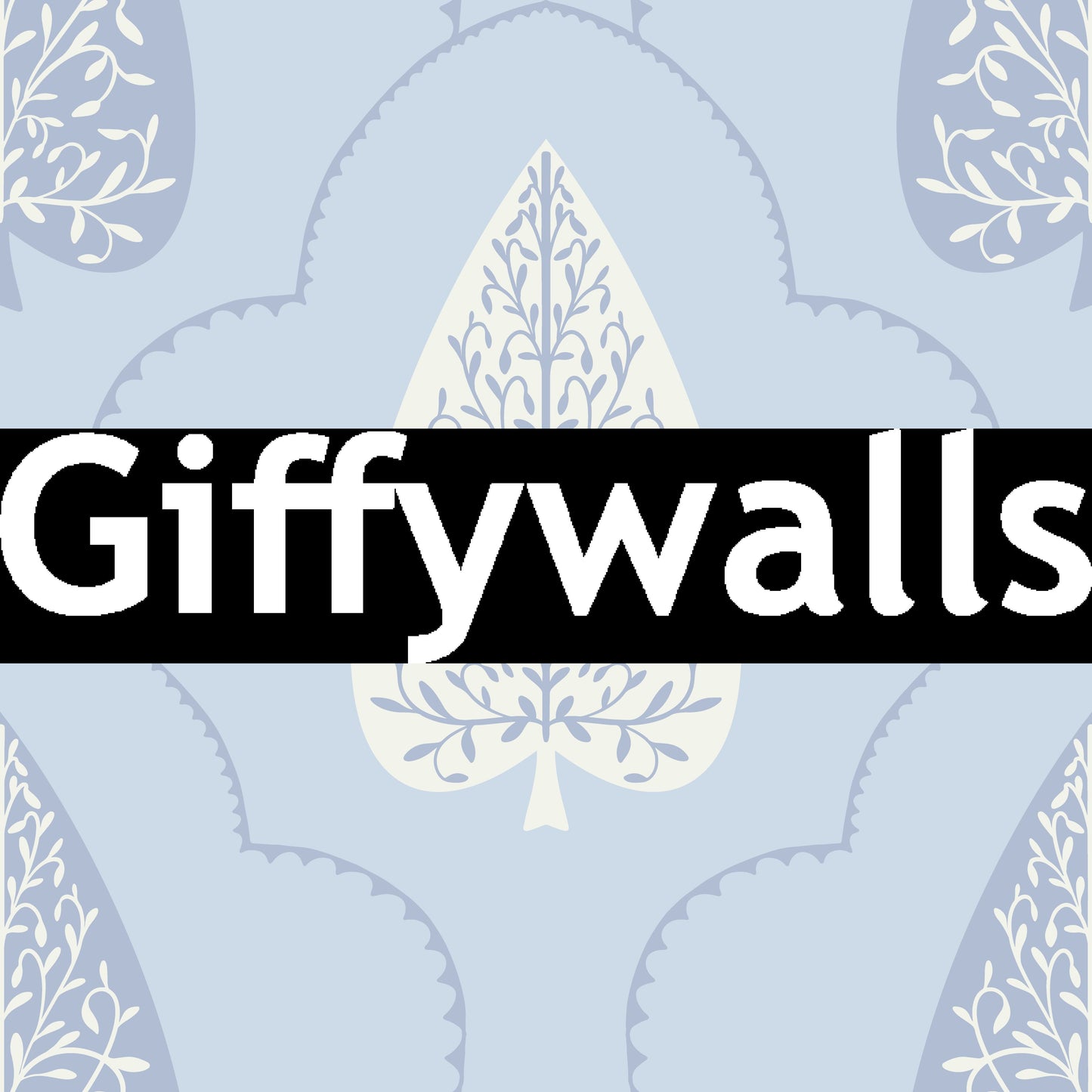 Timeless blue leaf print wallpaper, refined home interior detail, Arbor Branch Harmony.