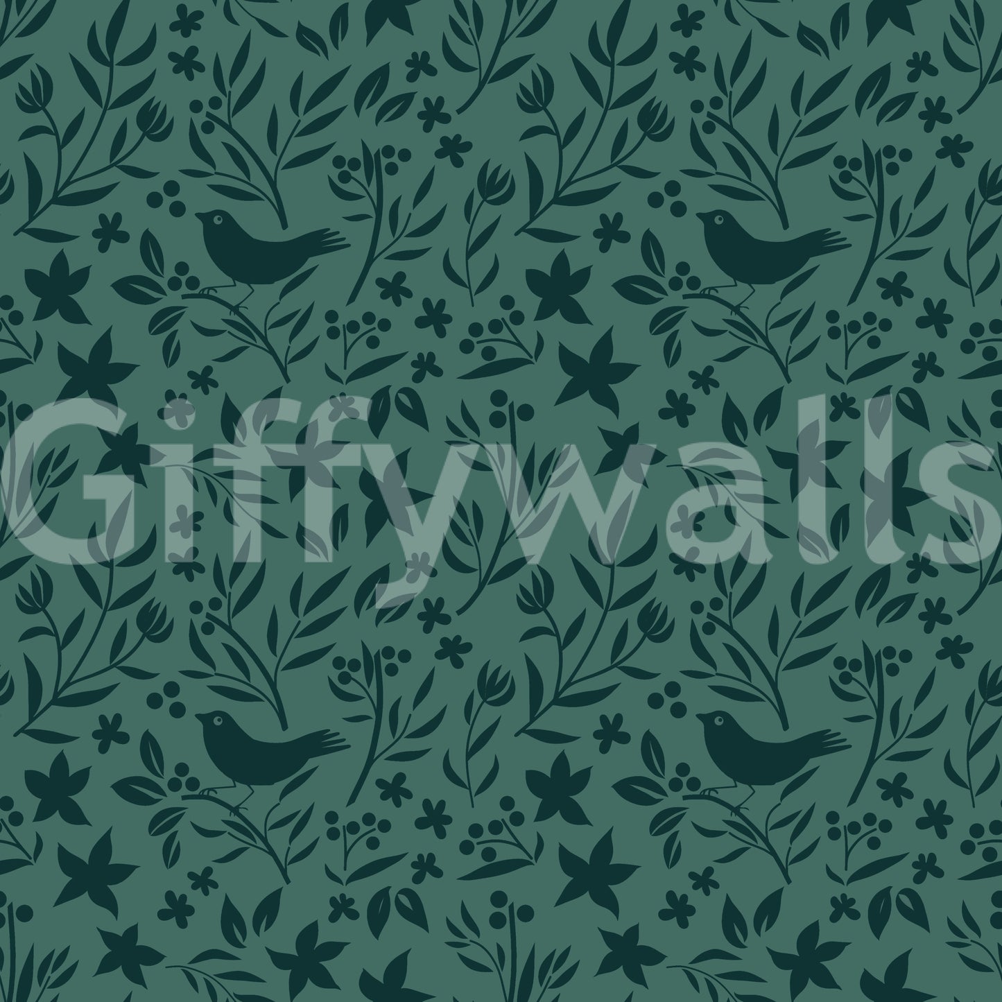 Charming Green Scandinavian design with decorative bird details.