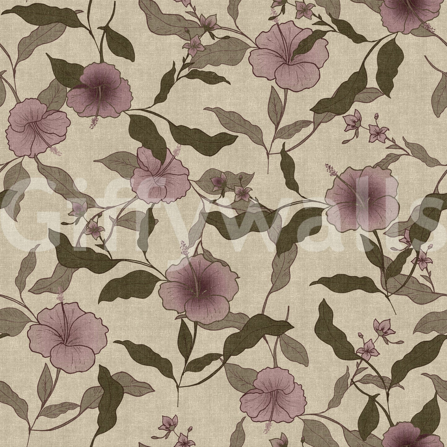 Vintage style flower pattern Faded Tropical Floral Vintage surface wallpaper.