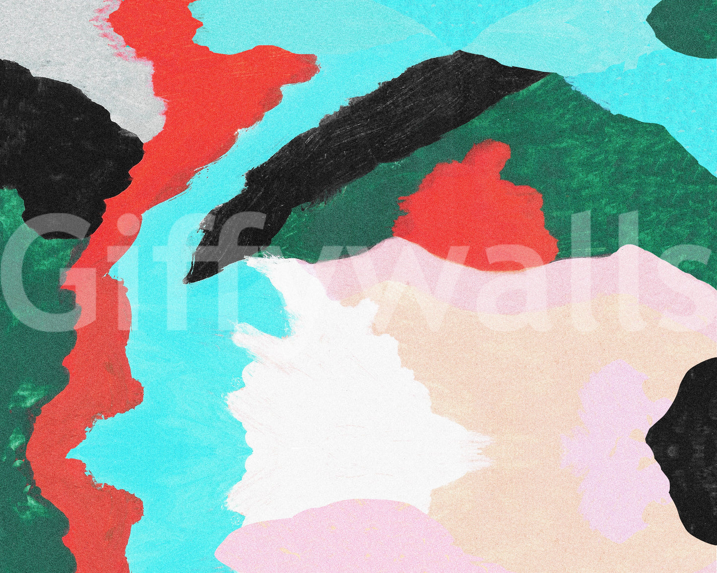 Graphic brushstrokes wallpaper. Lagoon Wall vivid abstract pattern.