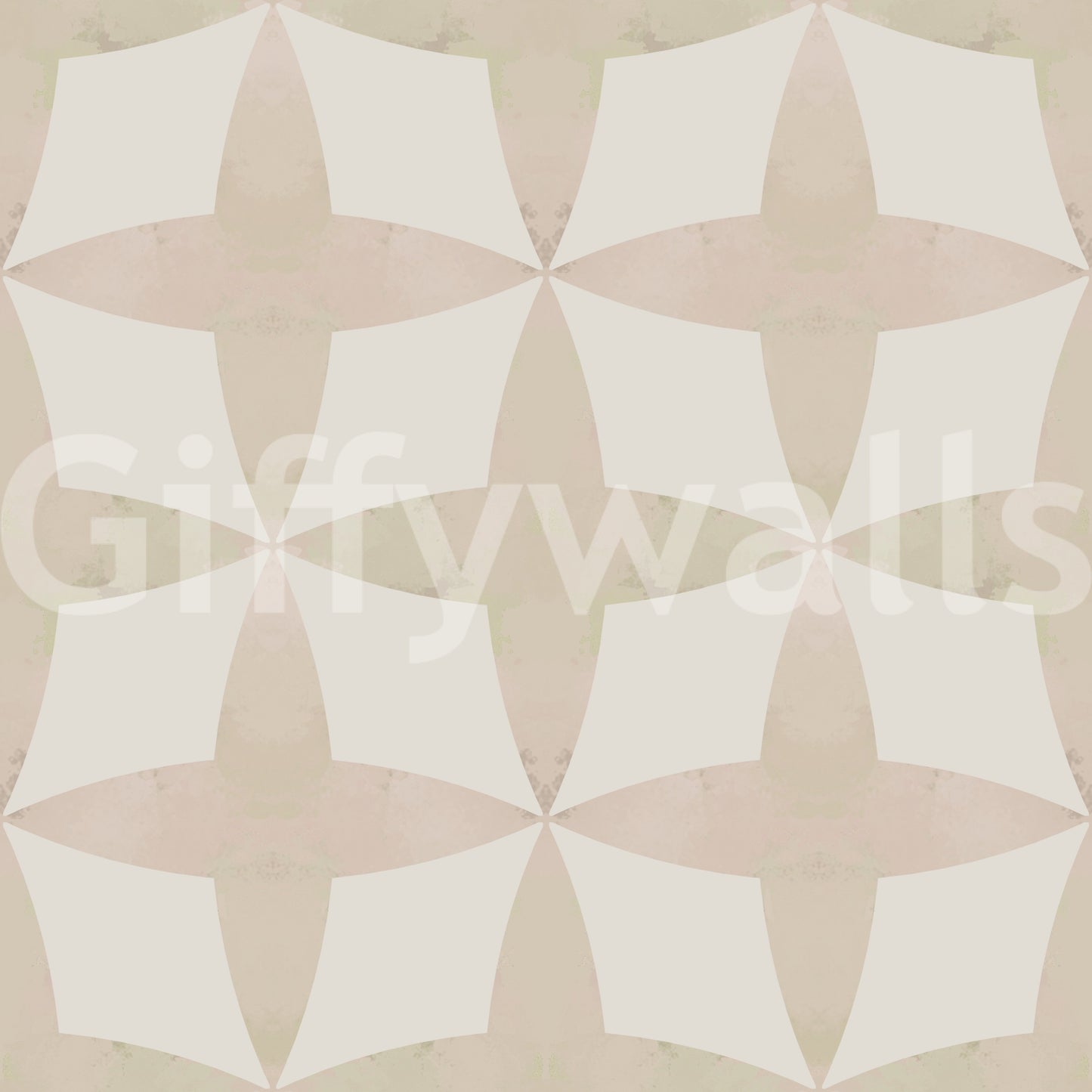 Pale tan and bone geometric wallpaper, sophisticated interior choice.