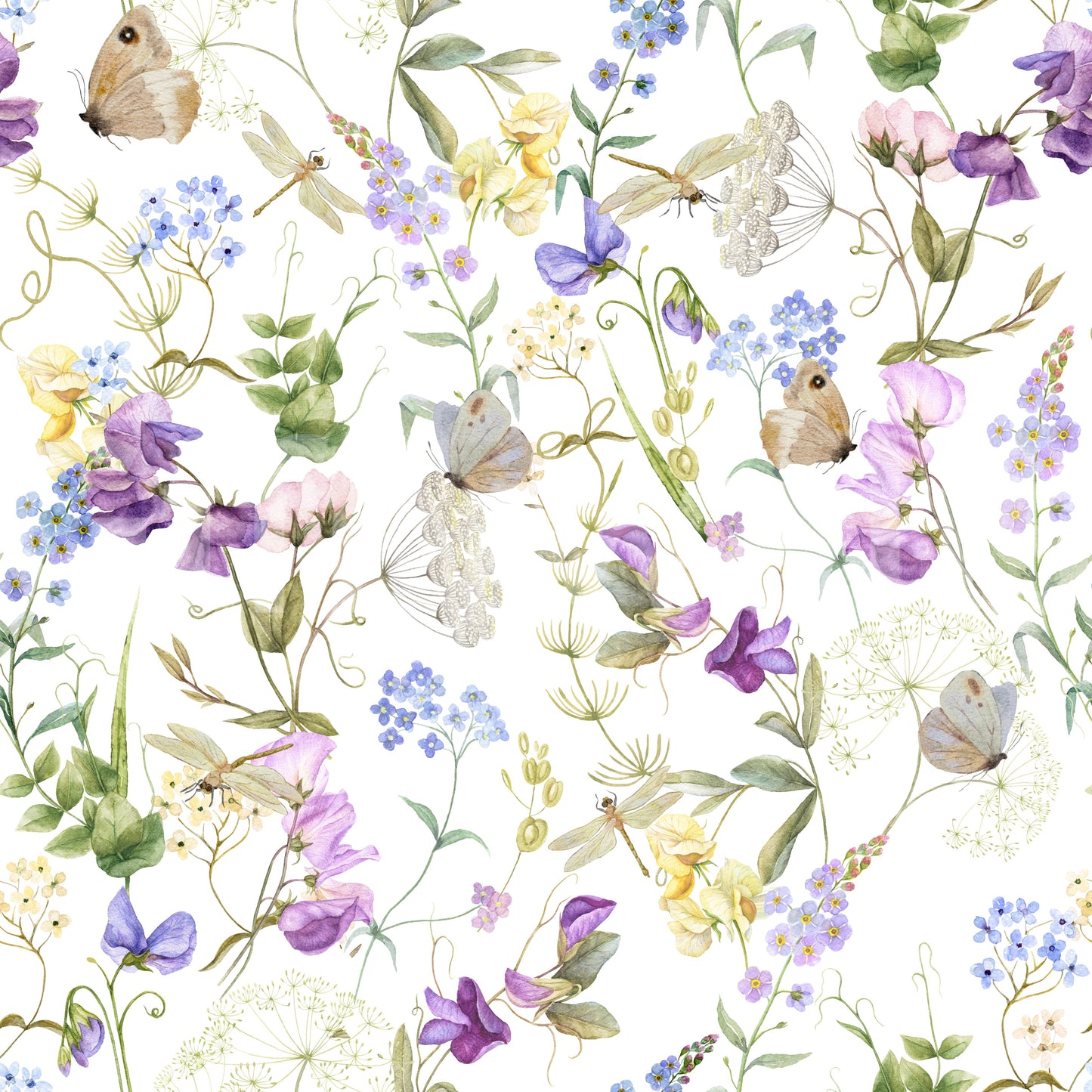 Floral Whispers elegant summer bloom fresh wallpaper.