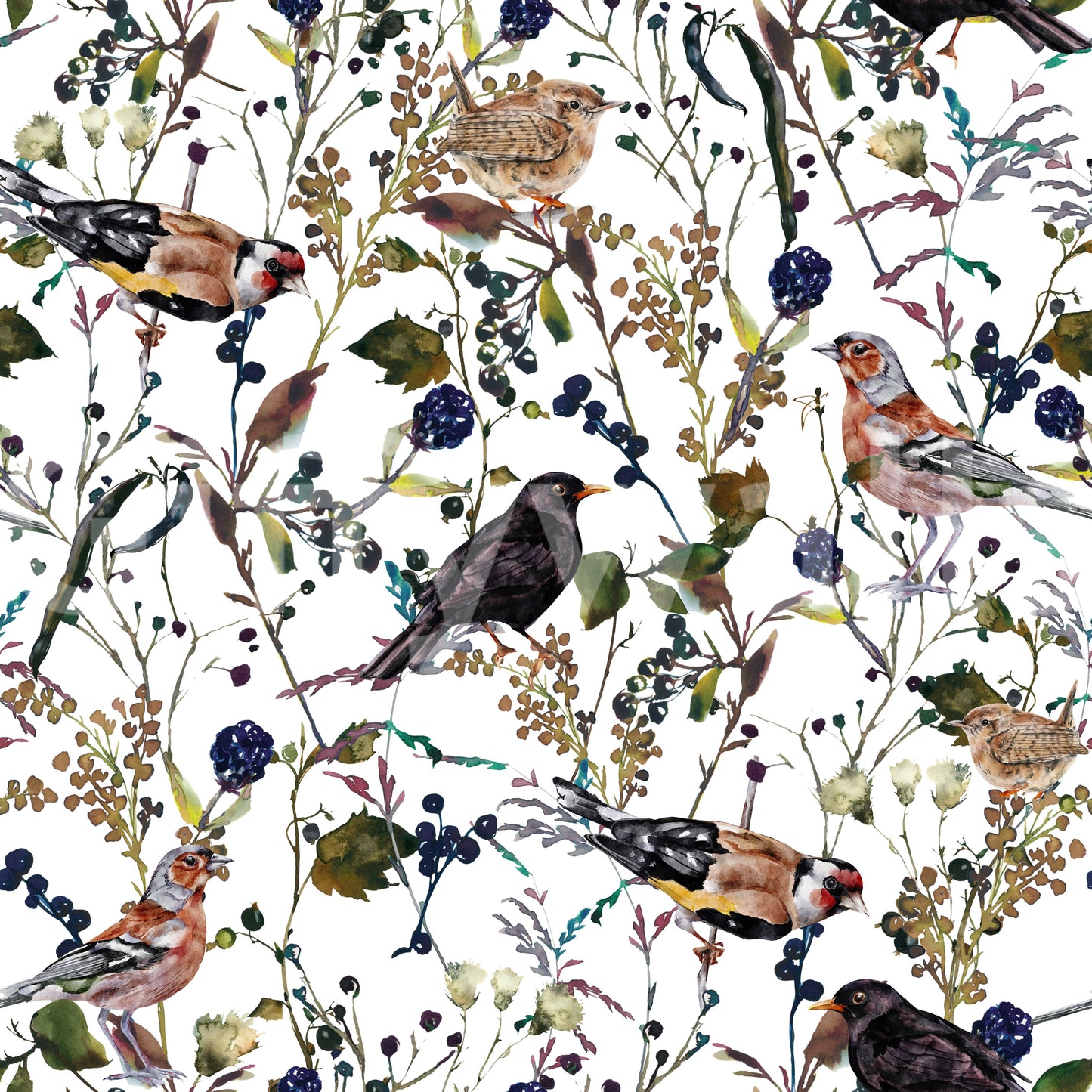 Premium Winter Berries Watercolor wallpaper, hand-painted style artwork.