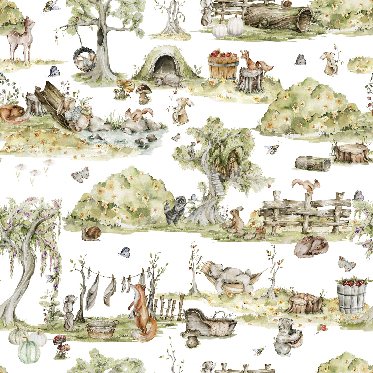 Whimsical Woodland Friends Wallpaper