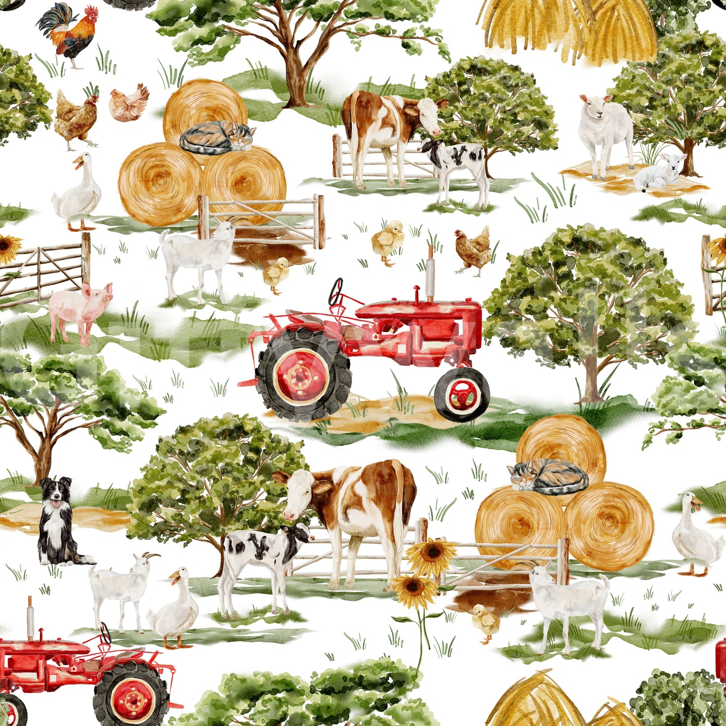 Quality Farm Animals wall covering, featuring various domestic creatures.