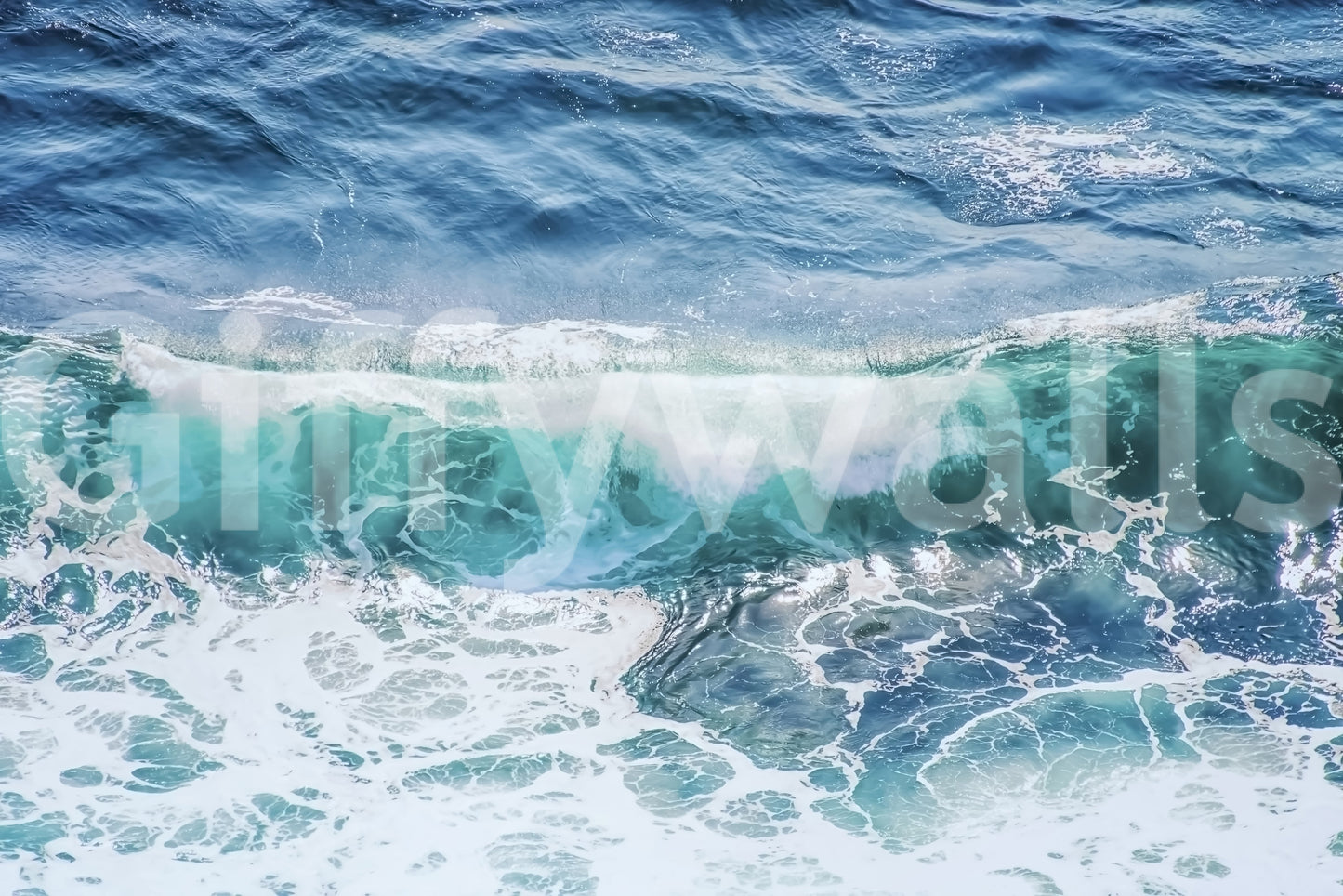 Crashing Teal Wall Mural