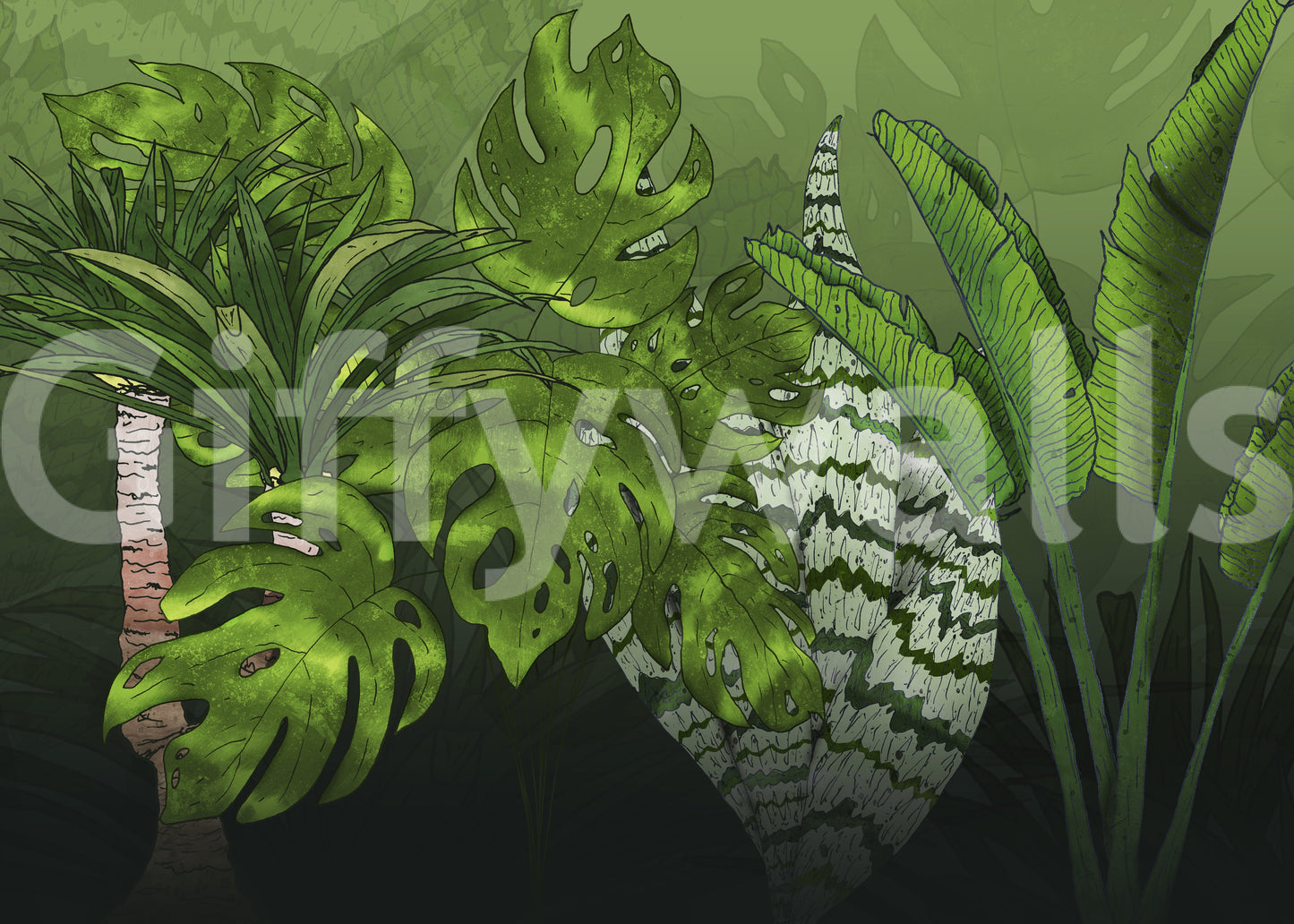 Tropical Jungle Garden Wall Mural