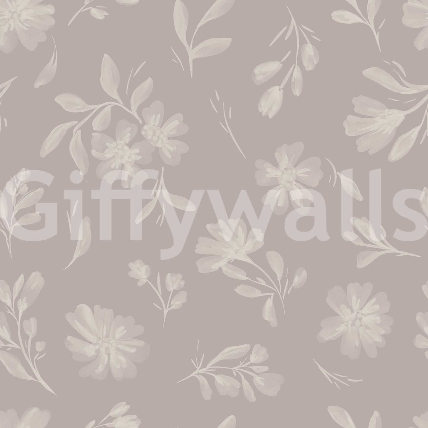 Soft Taupe Flora Wallpaper