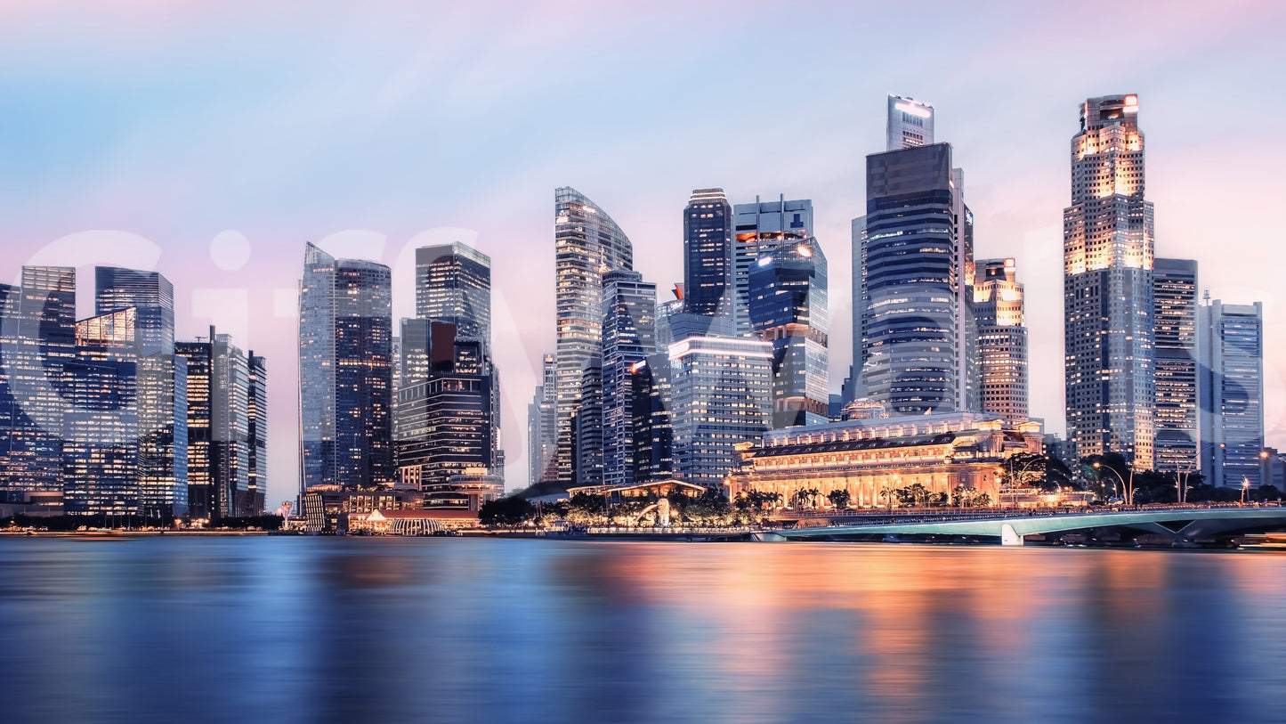 都市景観の反射壁画