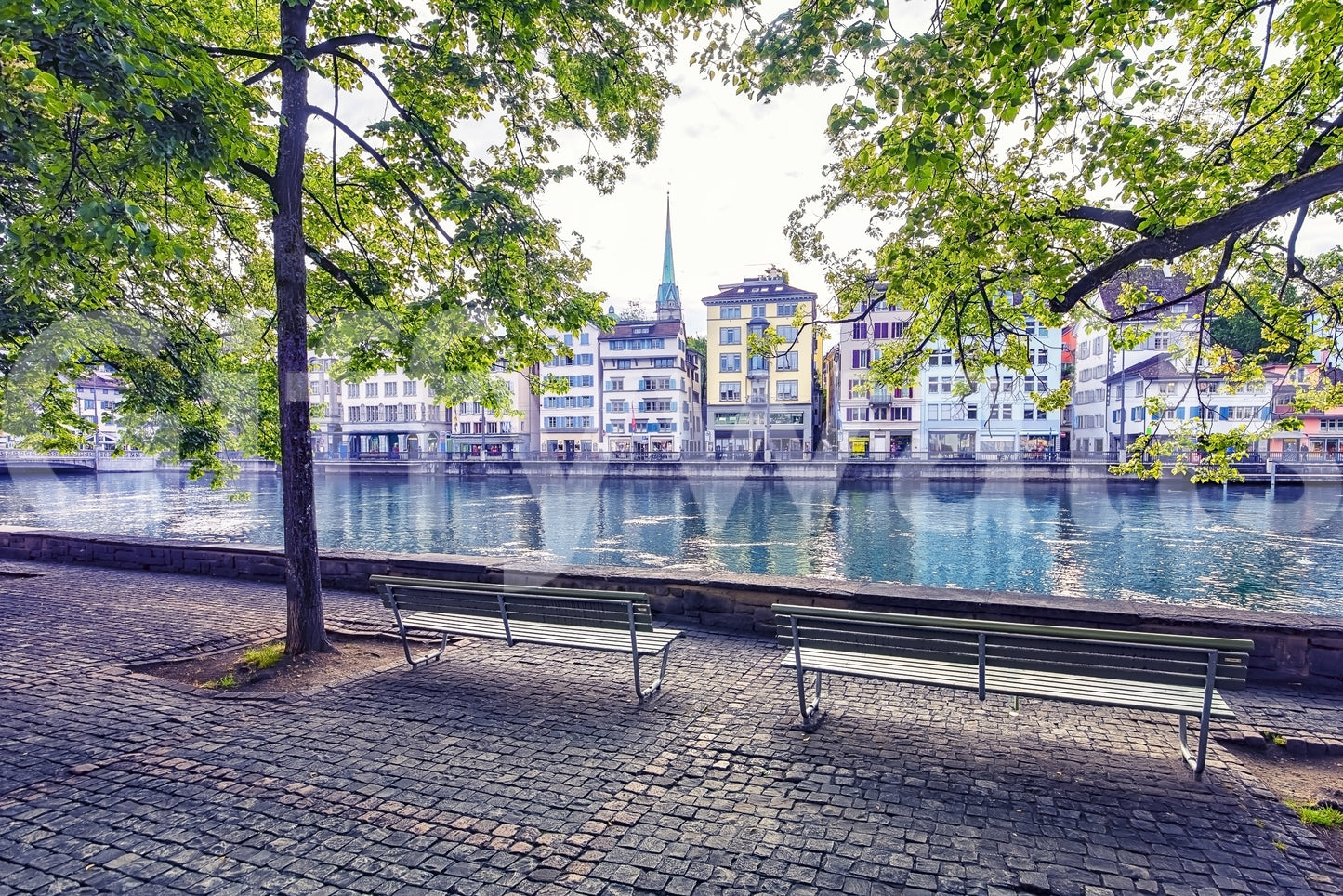 Zurich River Scene Wall Mural