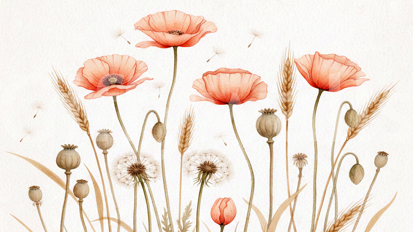 素朴な花の隠れ家の壁画