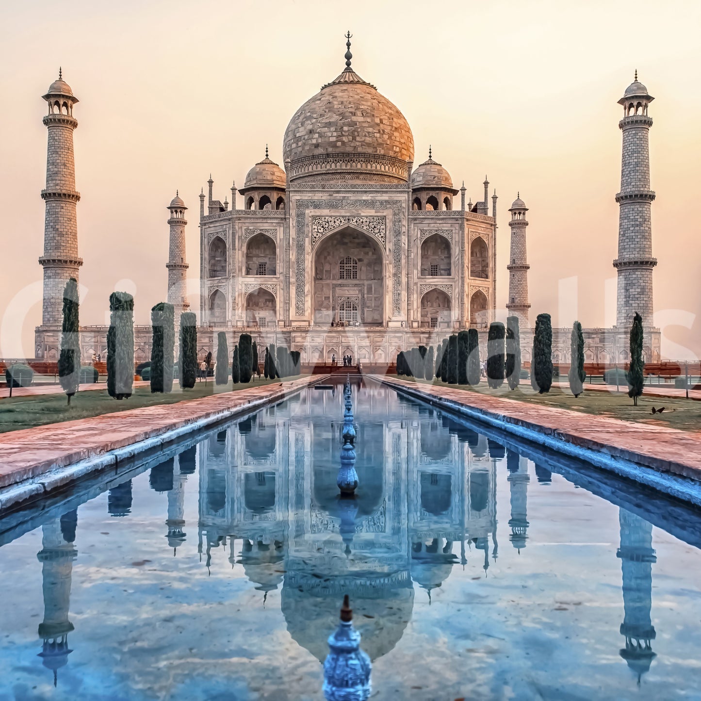Mural de parede com reflexo do Taj Mahal