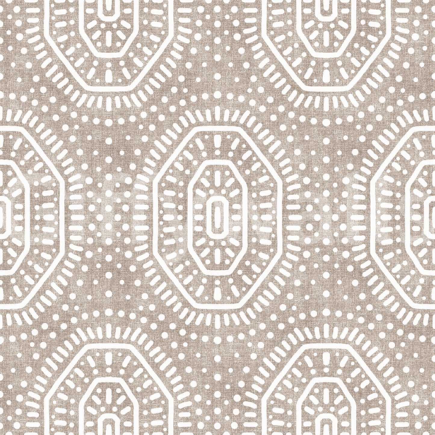Boho Octagons Virkad Grunge Jordnära Beige Tapet