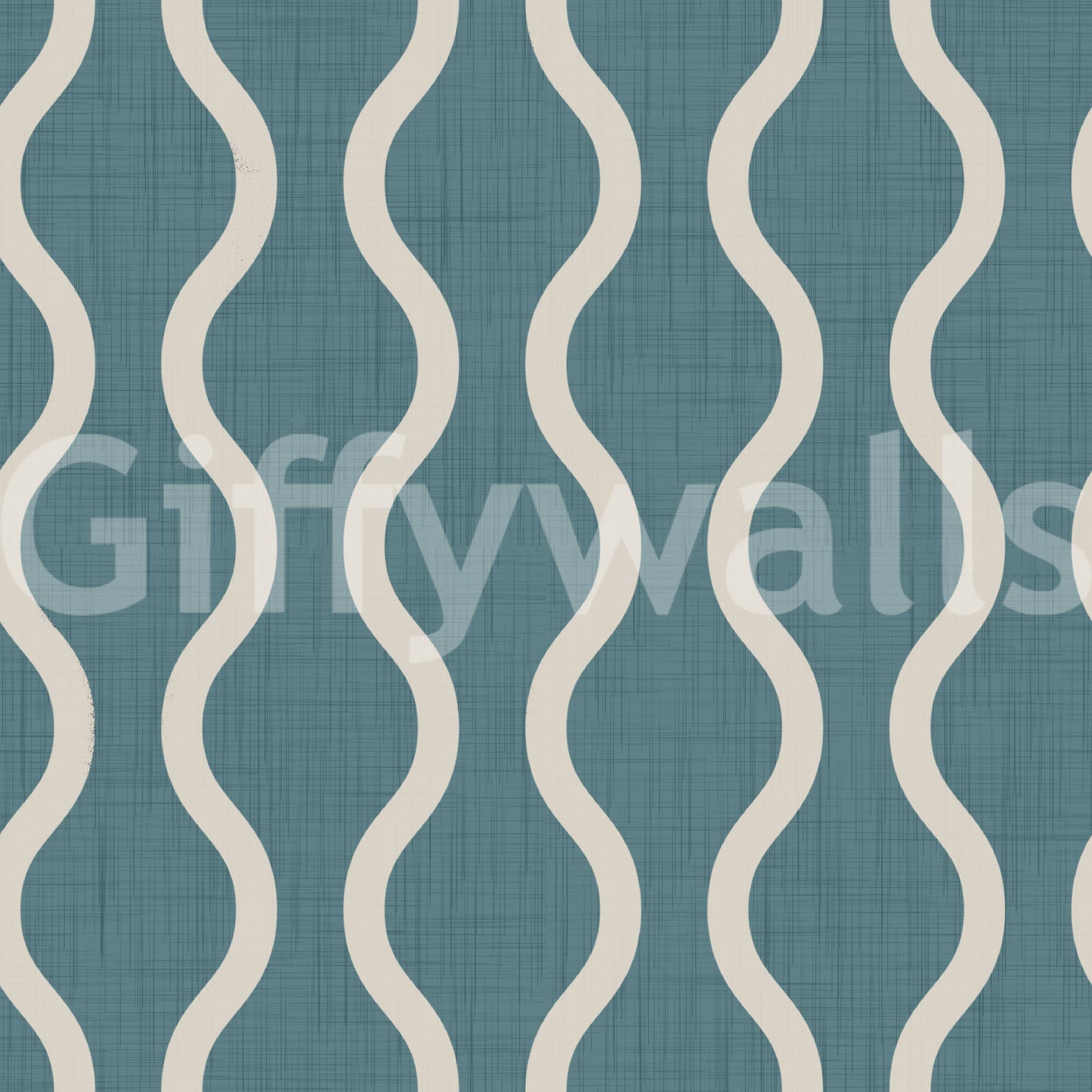 Cozy Scandi Folk Wavy Stripe Nordic Blue Grey - Craft Stripe Wallpaper