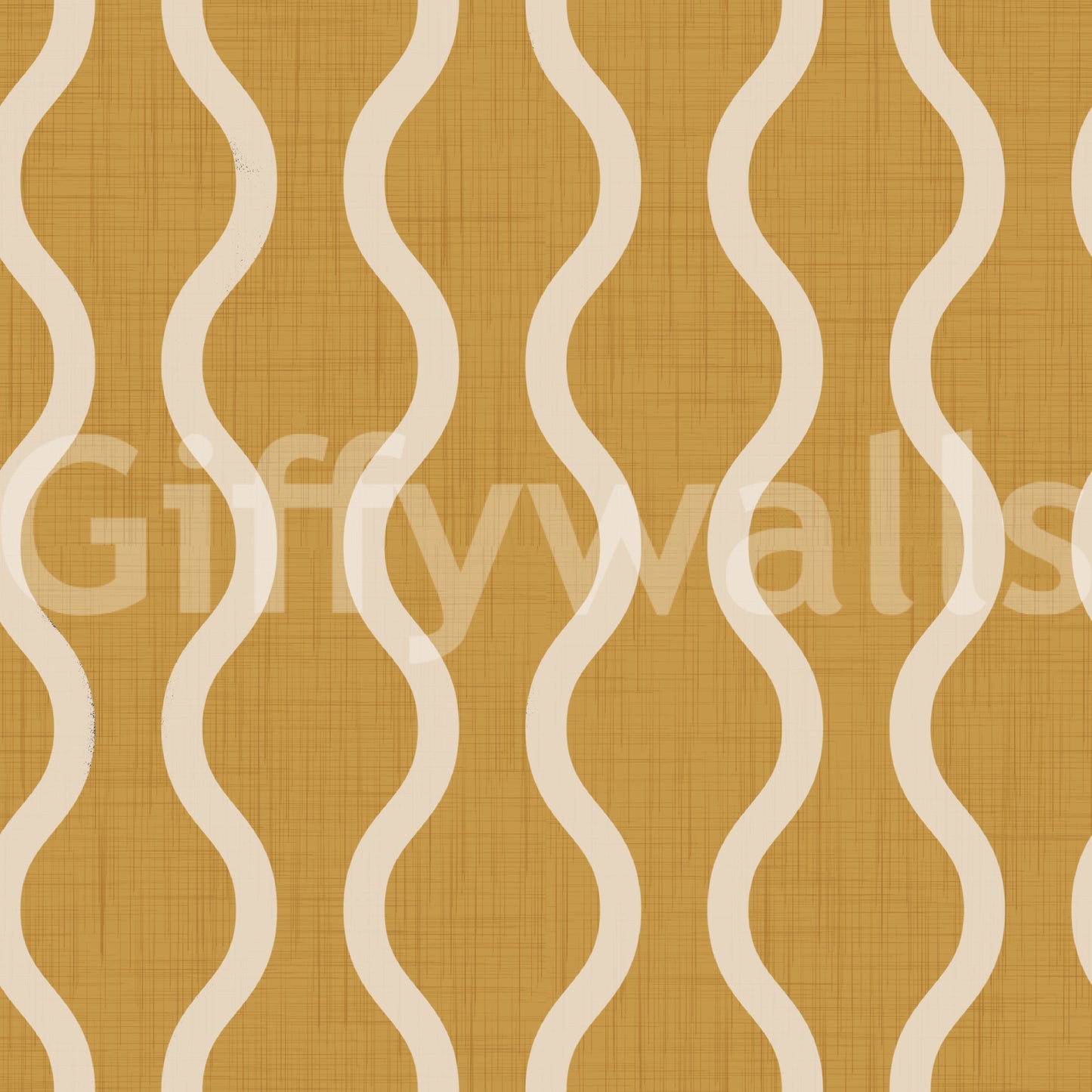 Cozy Scandi Folk Wavy Stripe Honey Mustard - Craft Stripe Wallpaper