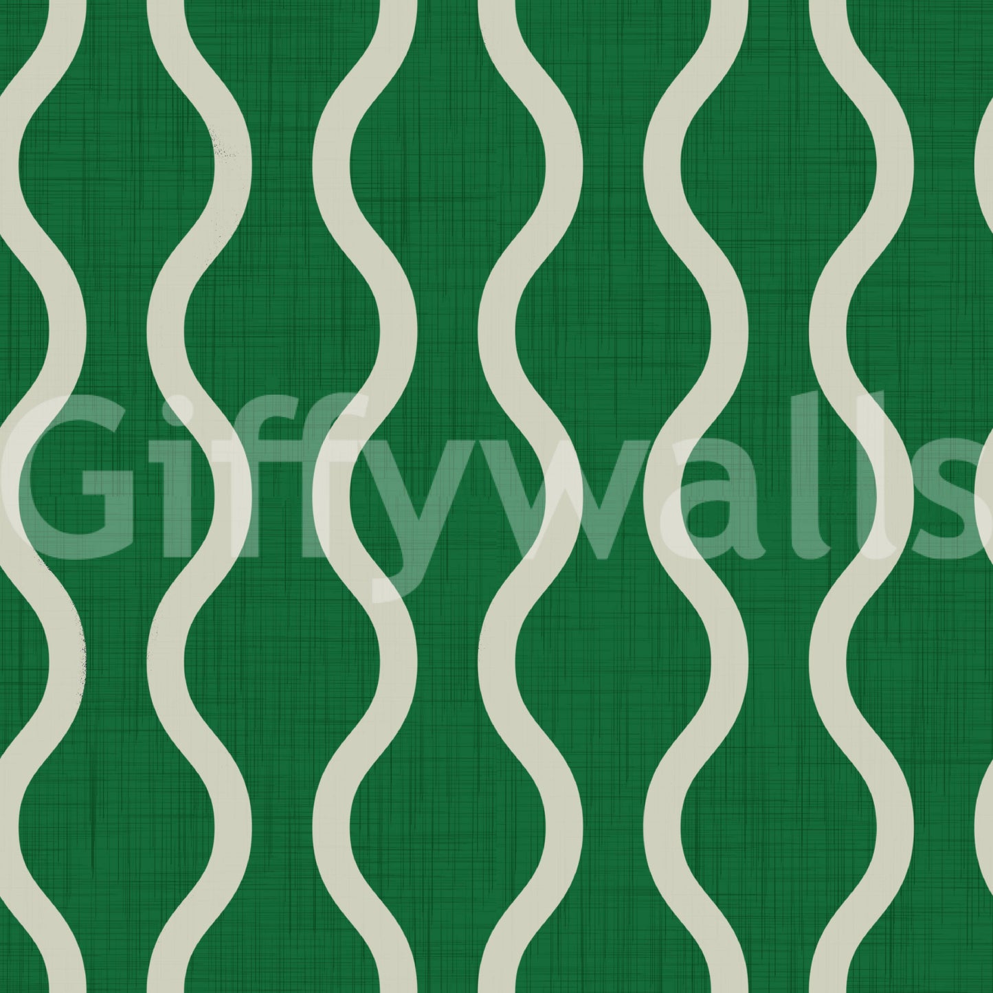 Cozy Scandi Folk Wavy Stripe Forest Green - Craft Stripe Wallpaper