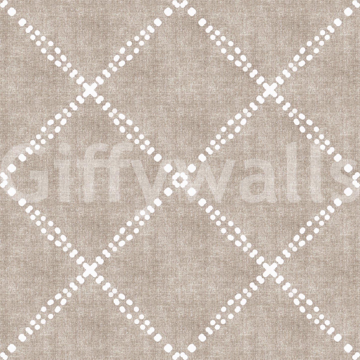 Boho Dotted Trellis Grunge Earthy Beige Wallpaper