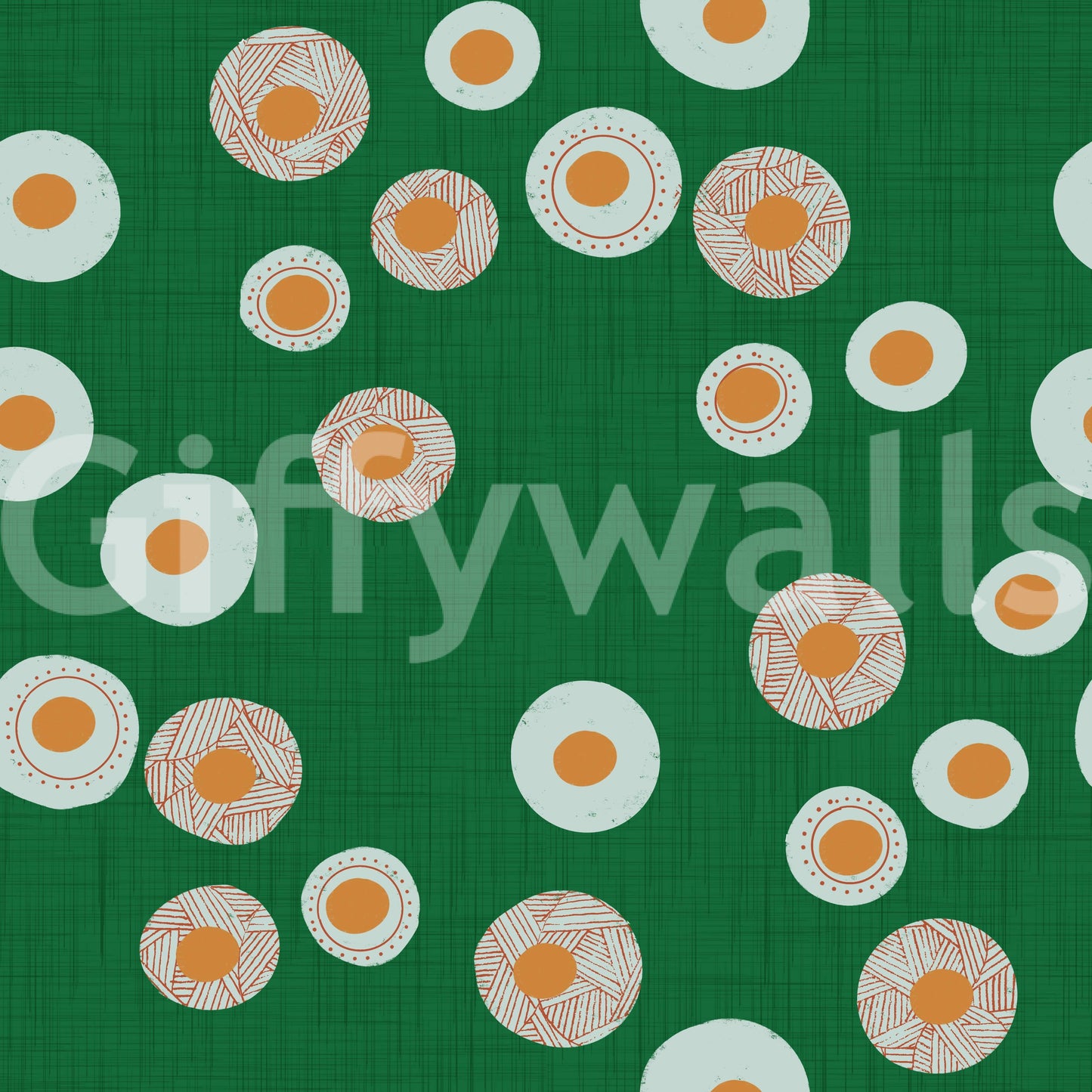 Gezellig Scandinavisch Folk Stippen Bloemen Bosgroen - Craft Circle Behang