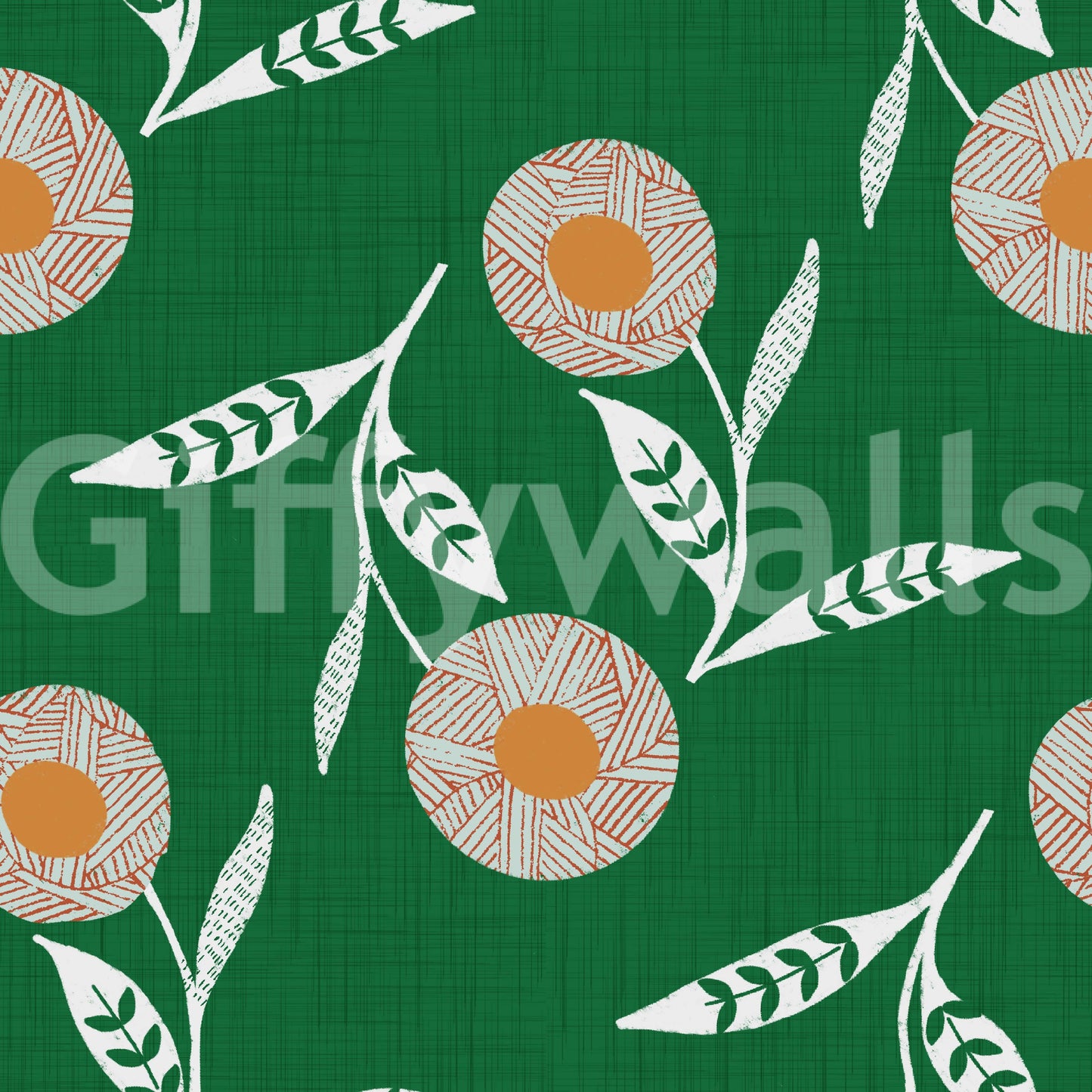 Cozy Scandi Flower Forest Green - Craft Botanical Wallpaper