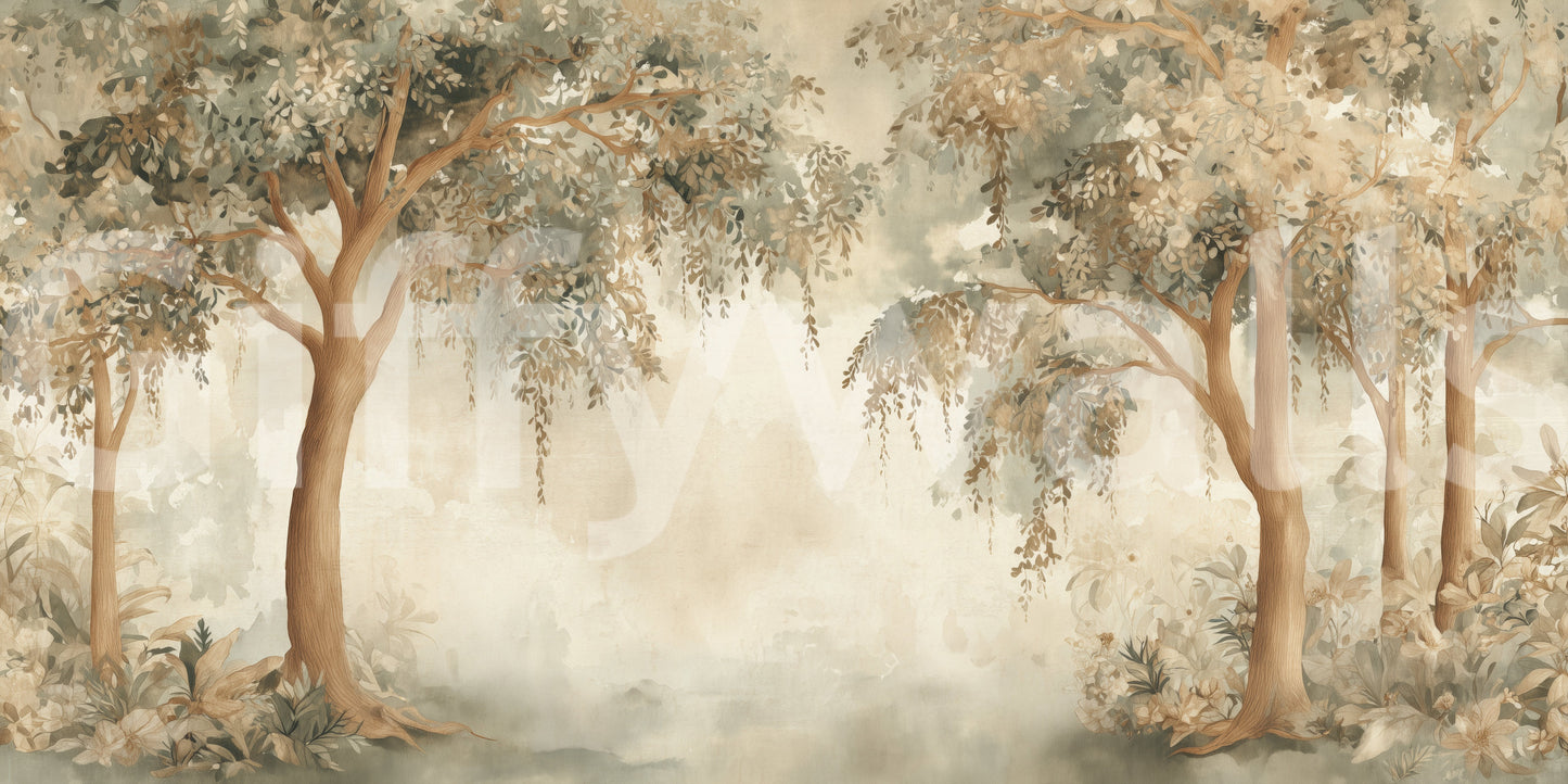 Rêves de saule – Fresque murale vert forêt