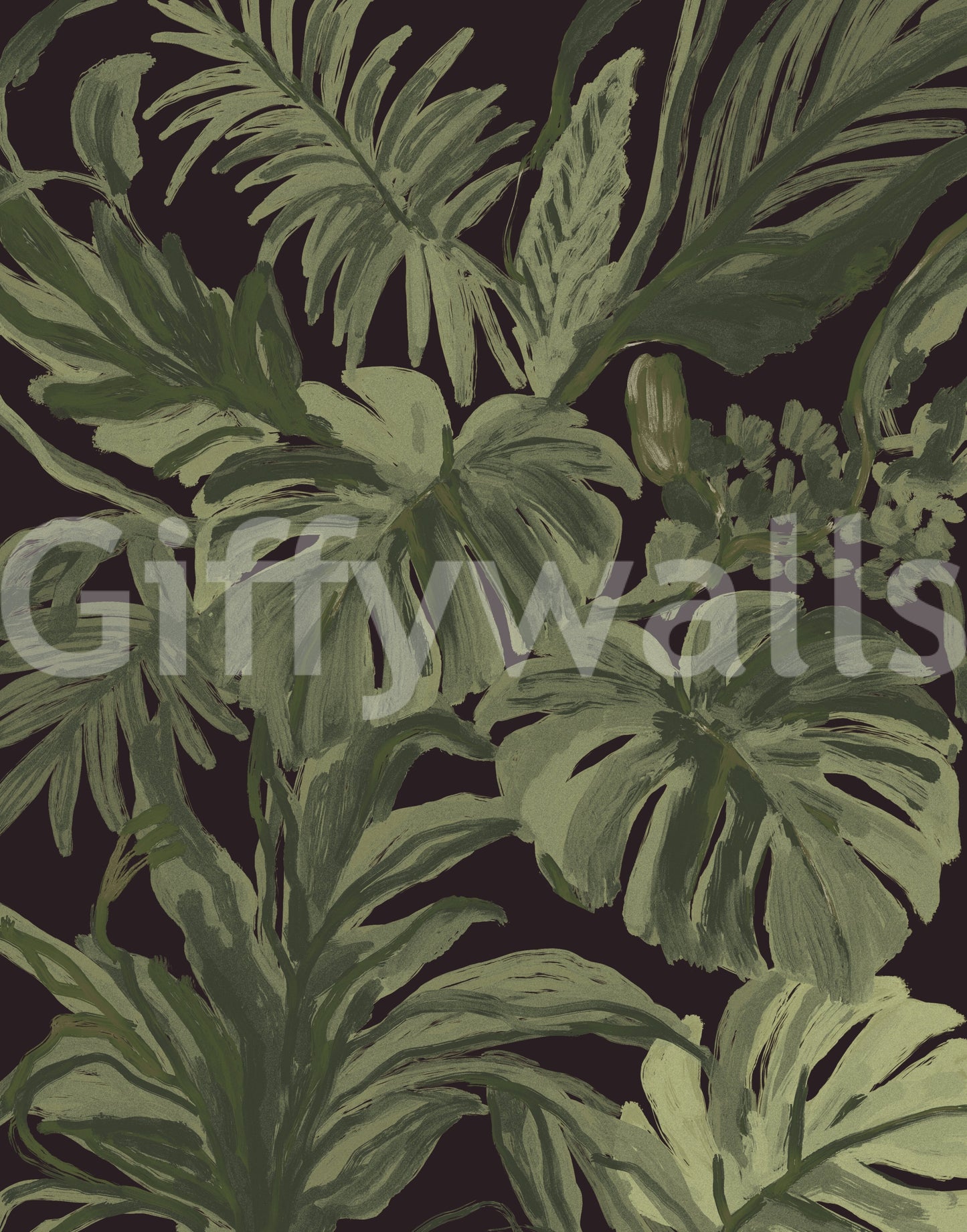 Fresque murale Jungle Monstera Tropical Midnight