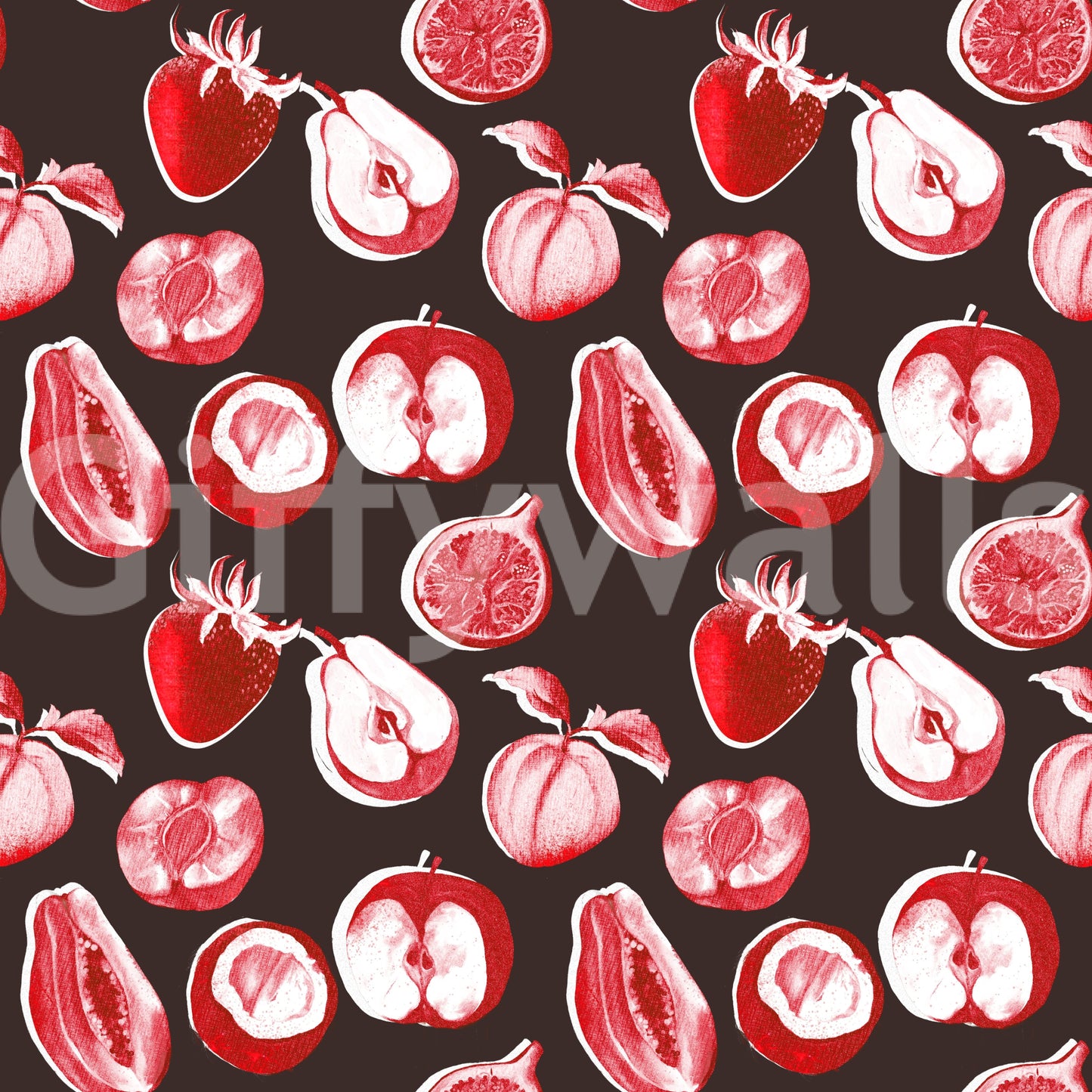 Ruby Harvest Retro summer fruits Wallpaper