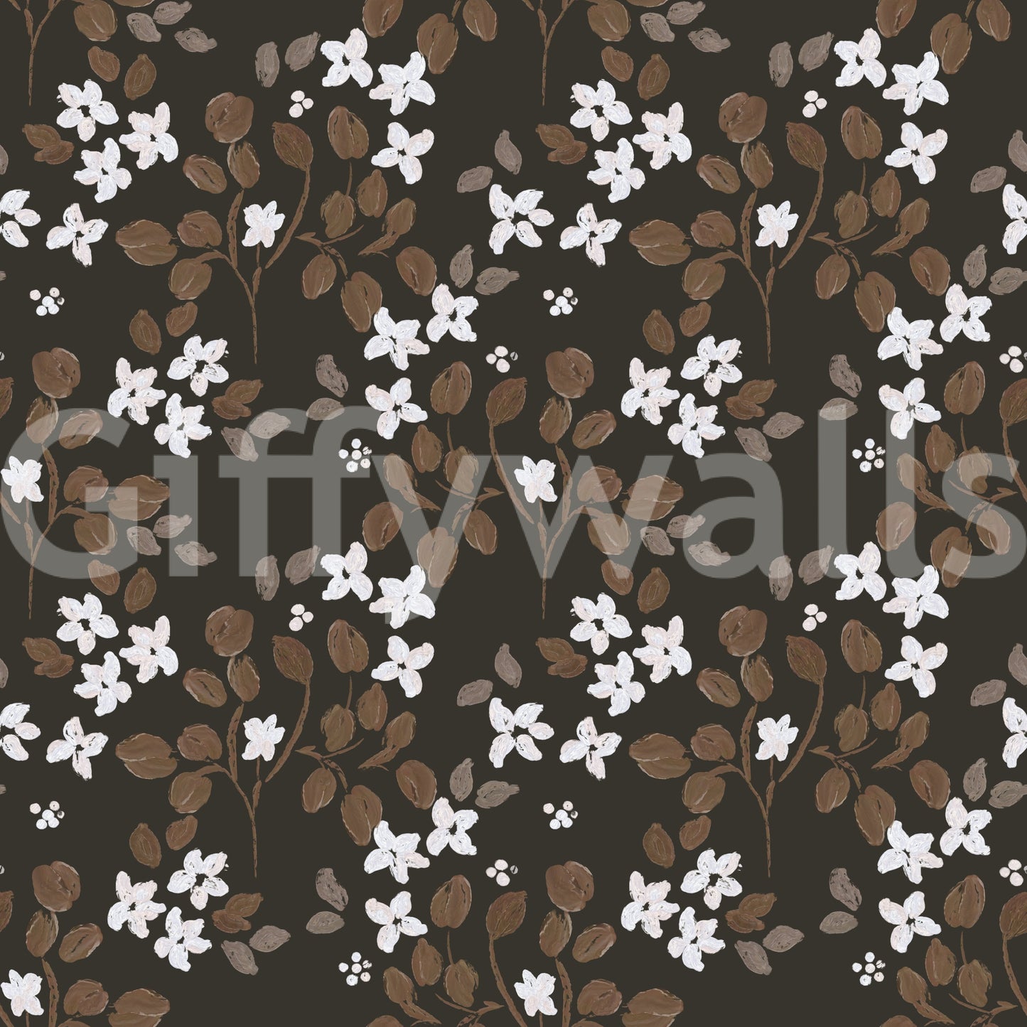 Rustic Bloom Small white oil painted flowers Wallpaper
