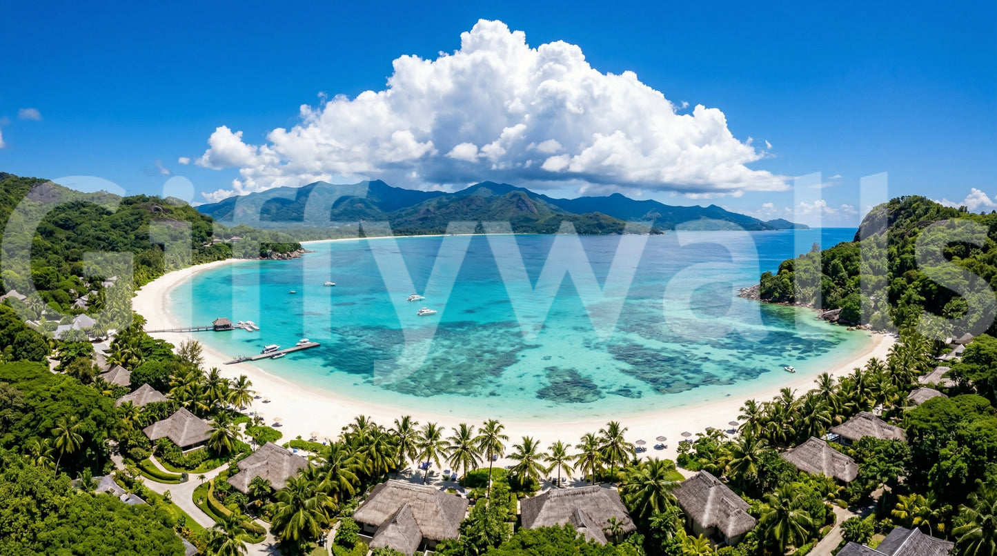 Fresque murale « Vue sur un paradis tropical »