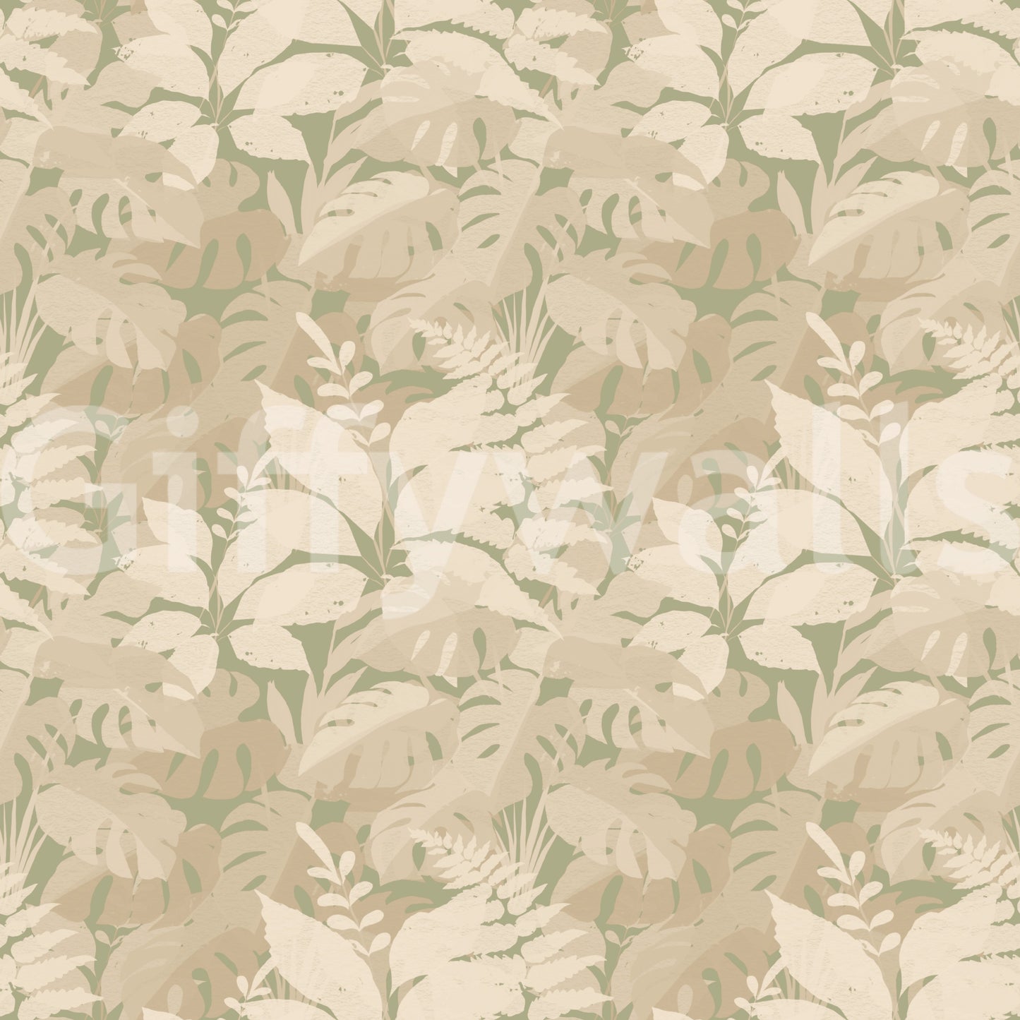 Earthy Tropics Silhouette Monstera Leaves Wallpaper