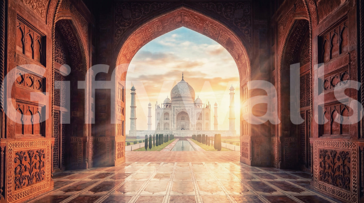 Gateway to Grandeur: Taj Mahal at Golden Hour Wall Mural